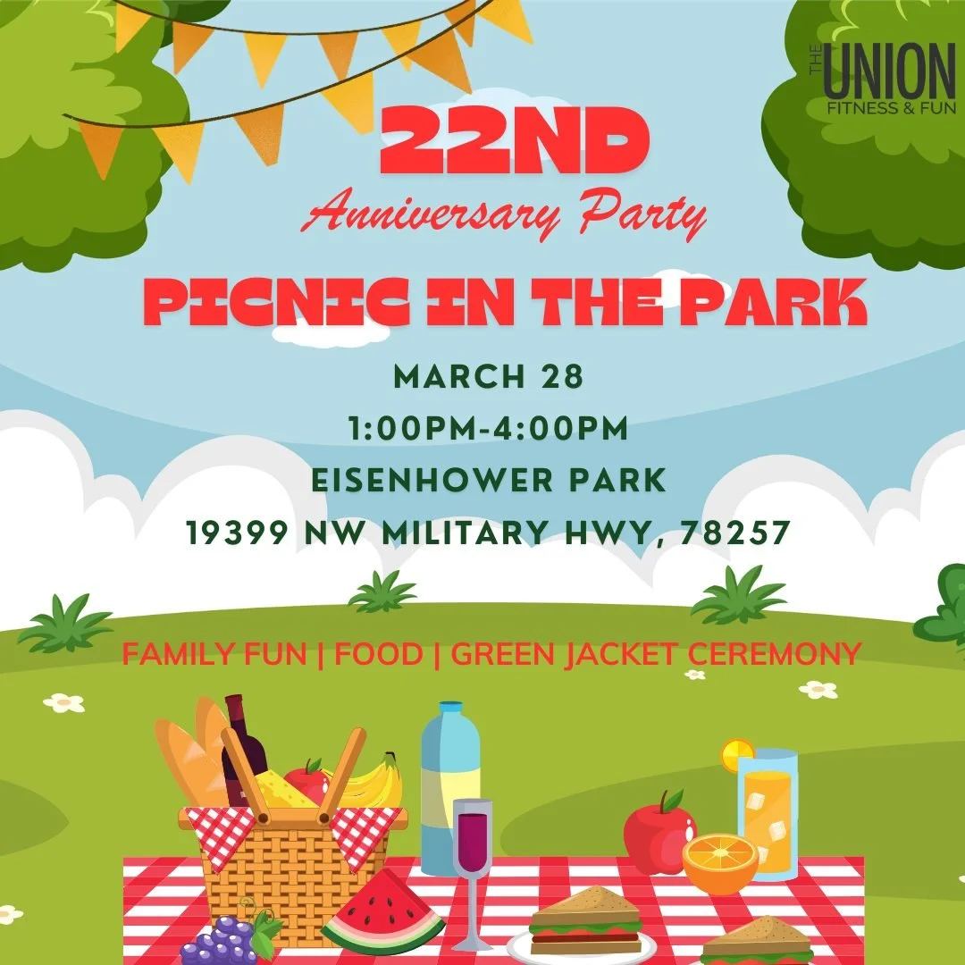🎉 The Union Fitness &amp; Fun is turning 22! 🎉

Join us as we celebrate 22 years of community with a Picnic in the Park!

📍 Eisenhower Park
📅 Saturday, March 28
⏰ 1:00&ndash;4:00 PM

Expect an afternoon of:
🌿 Family fun
🥪 Food
💚 Green Jacket C