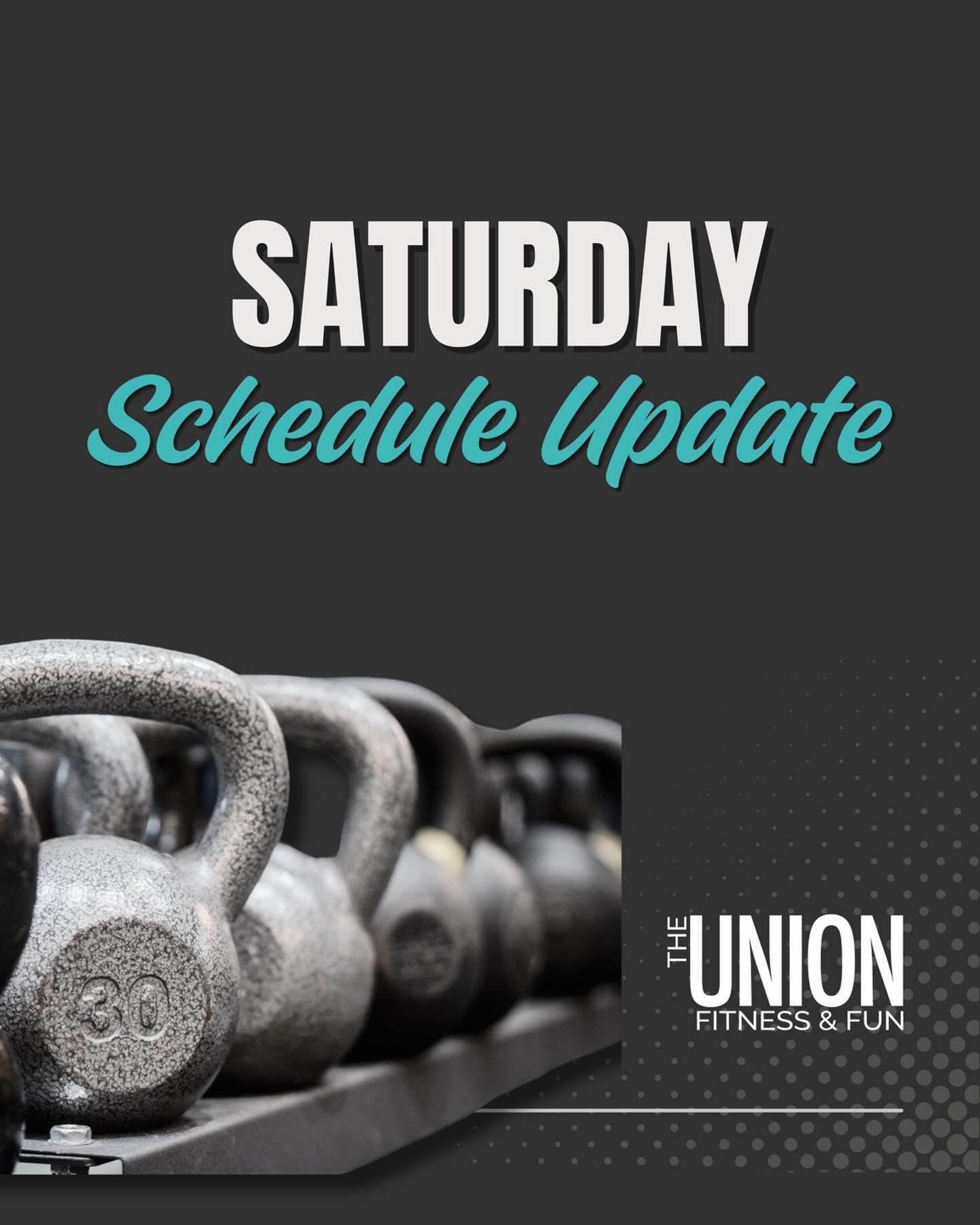 SATURDAY SCHEDULE UPDATE

Due to our Leadership Weekend, tomorrow&rsquo;s WOD-HYROX class will be held from 7:30 AM - 9:00 AM.

Please be sure to sign up in Momence if you plan on attending.

Open Gym will be canceled tomorrow morning.

Thank you for
