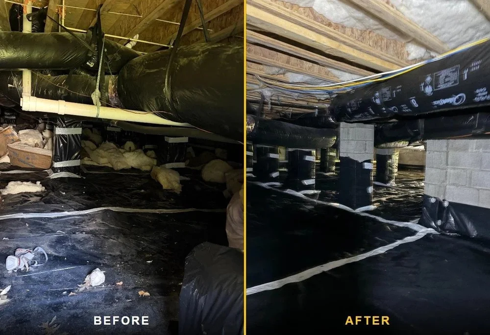 Crawl space debris cleanout before and after — Crawlspace Crew, Middle Tennessee