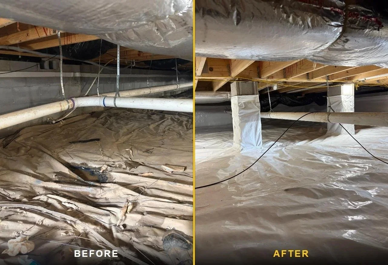 Torn vapor barrier replacement before and after Tennessee