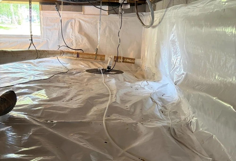 Drainage system feeding a sump basin — Crawlspace Crew, Middle Tennessee