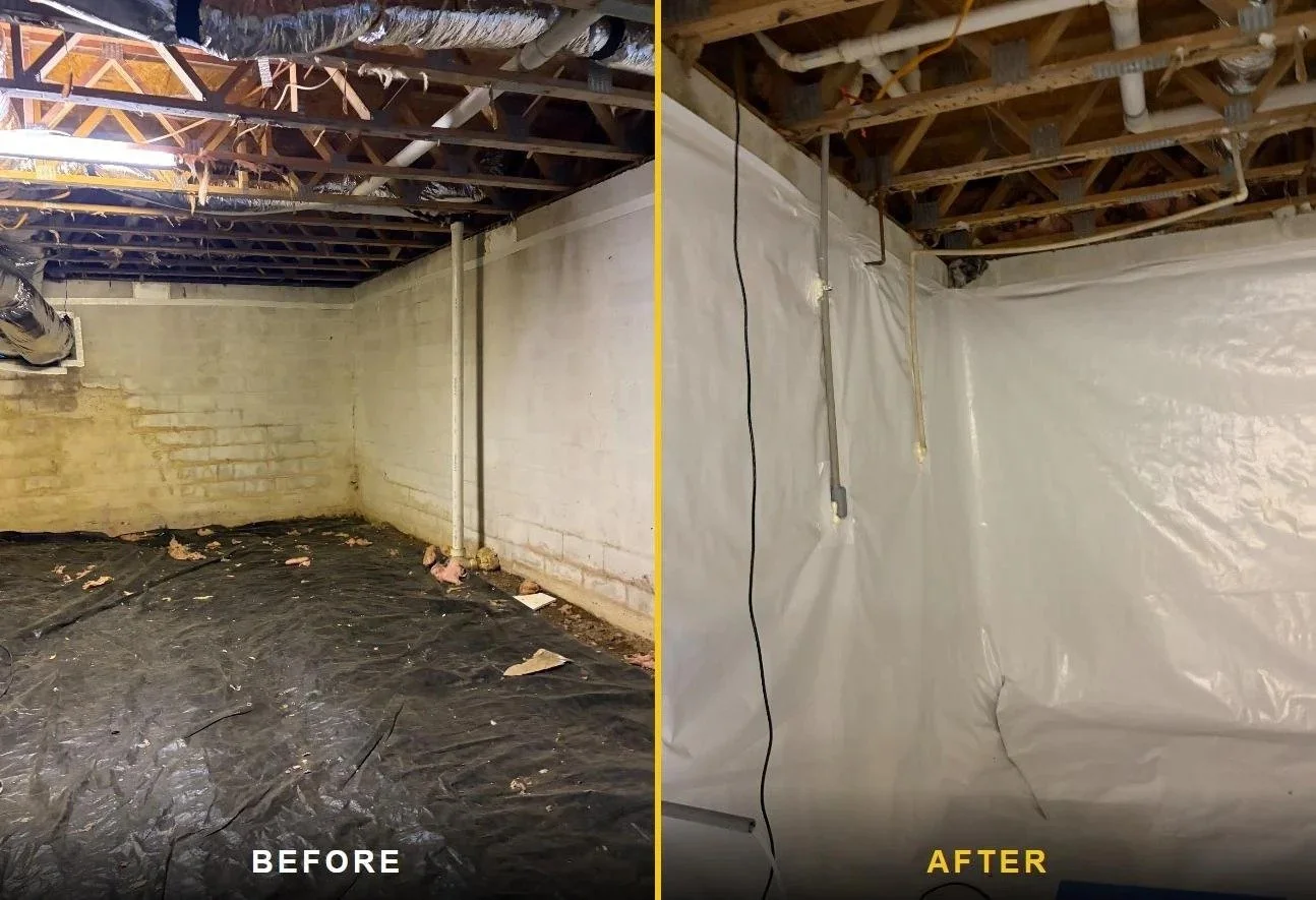 Crawl space encapsulation before and after Middle Tennessee