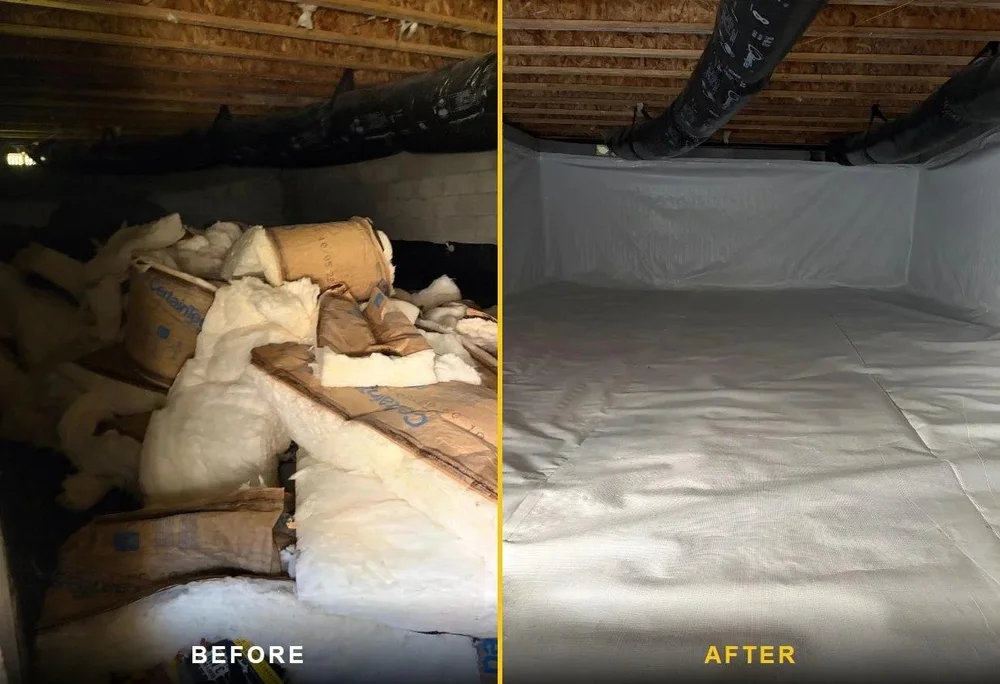 Crawl space cleanout and insulation removal before and after — Crawlspace Crew, serving Murfreesboro, TN
