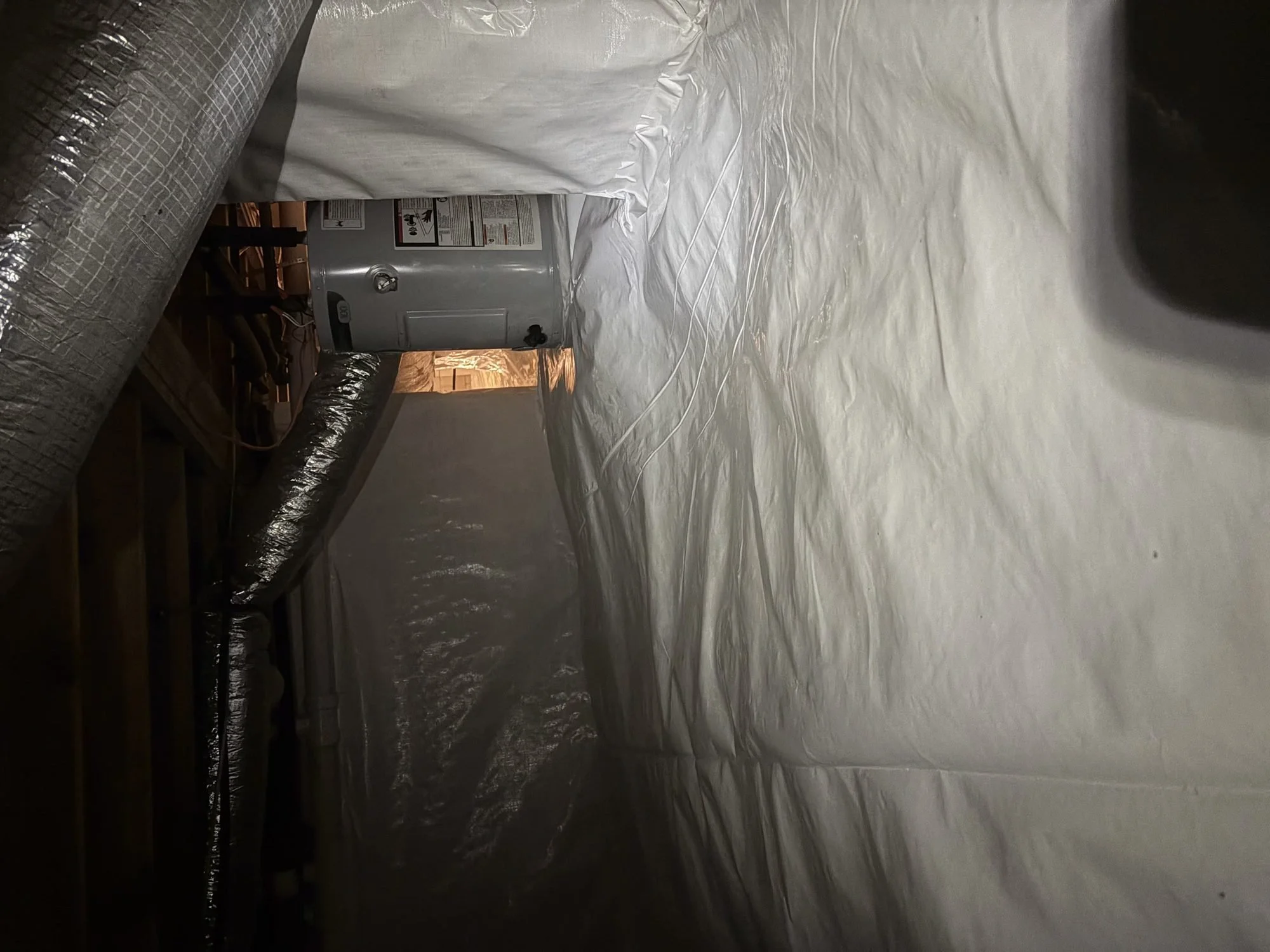 Completed crawl space encapsulation with liner floor and walls, Murfreesboro TN