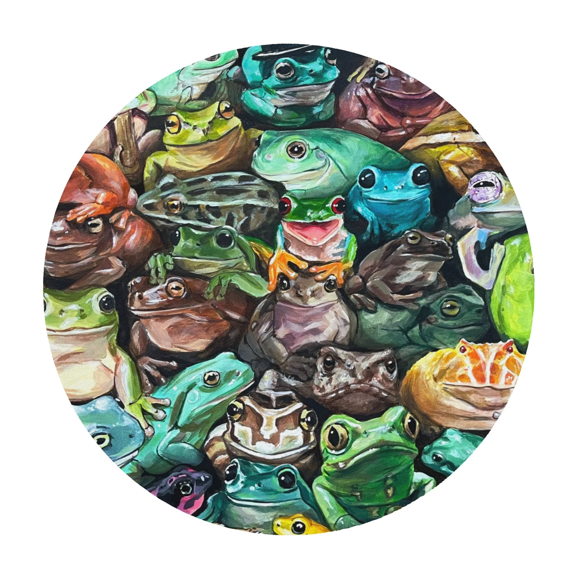 Froggy Family - Round mouse pad