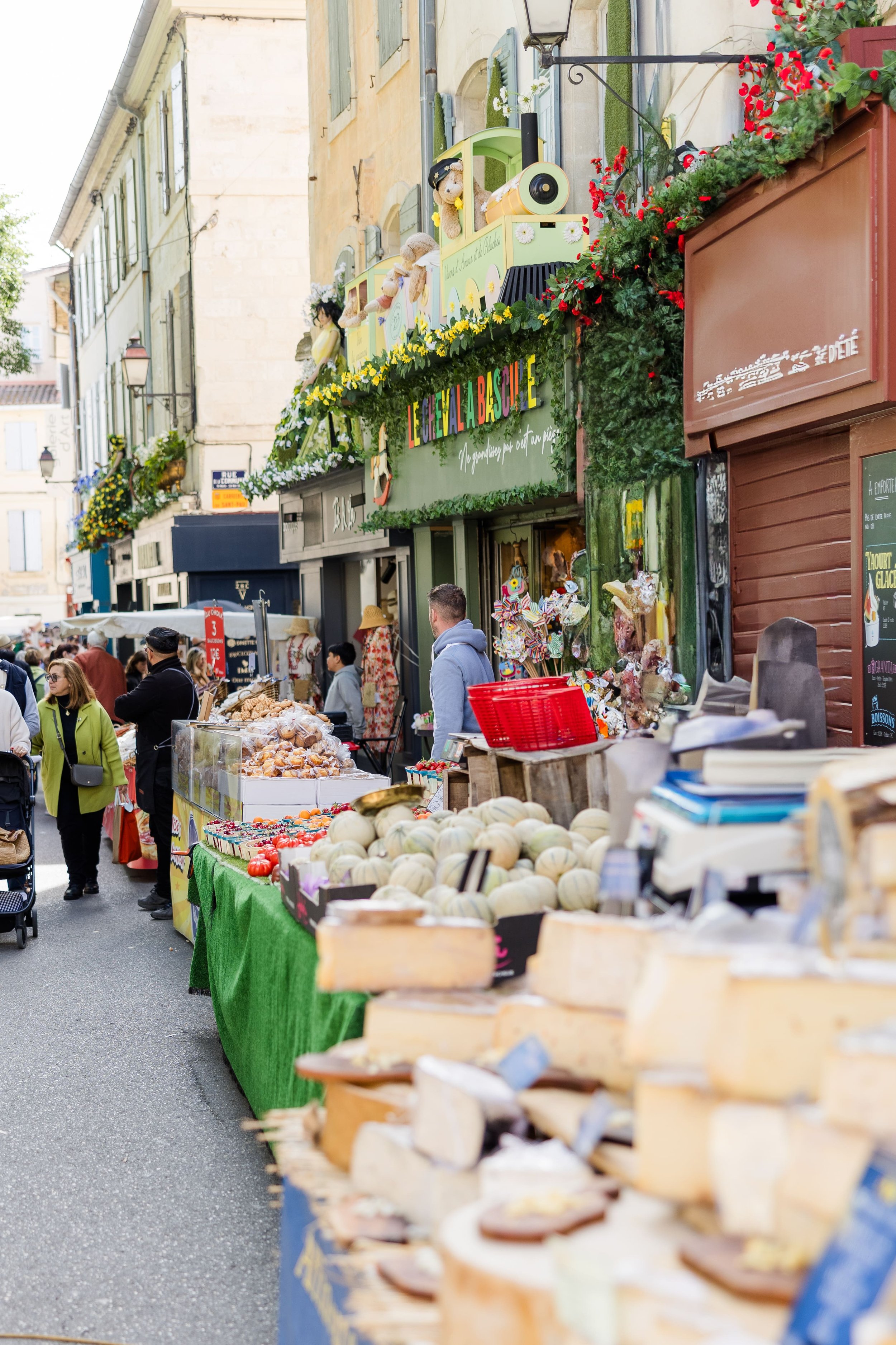 Busy Provence Market Under Canopies