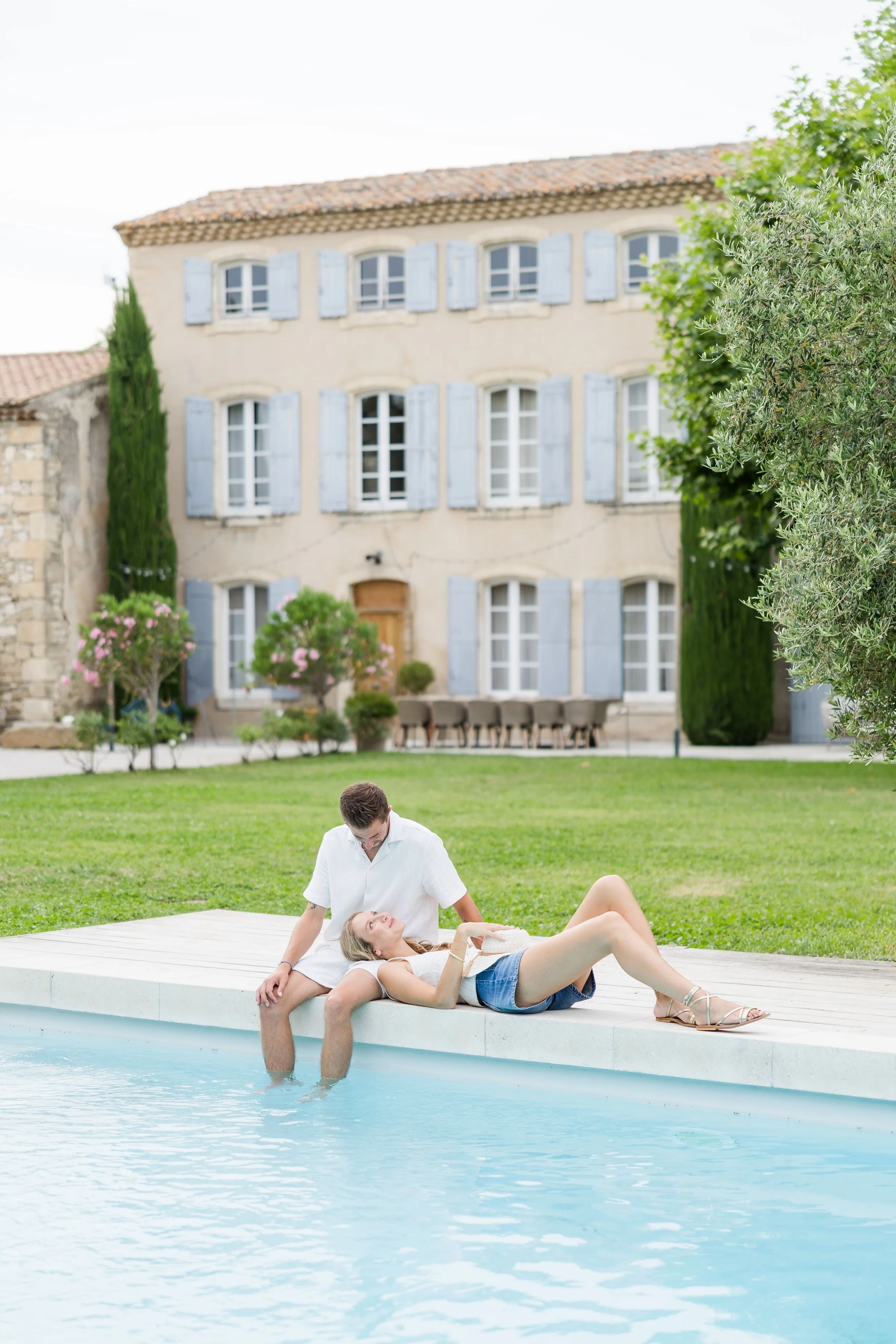 Romantic Poolside Couple Session in Provence