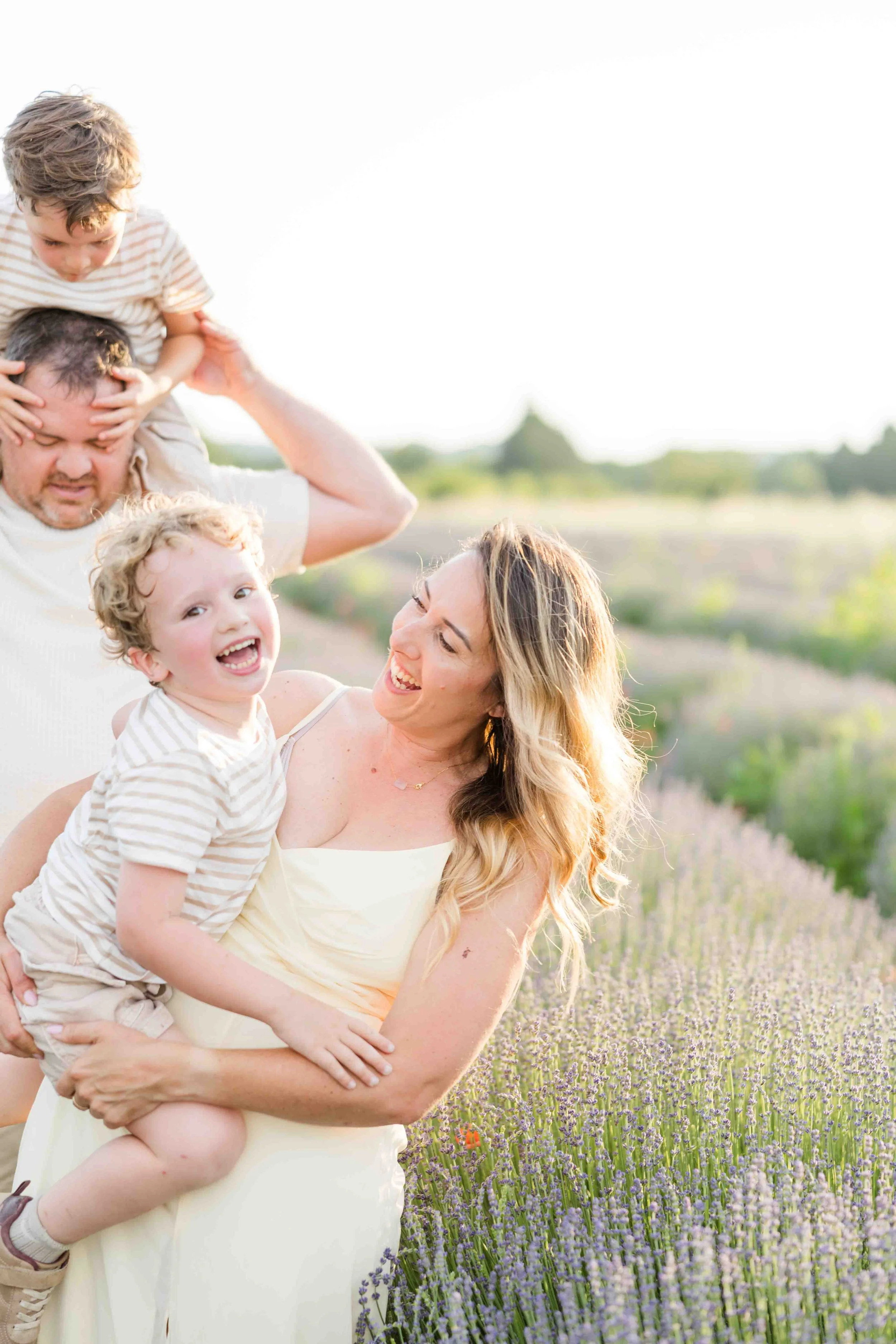 Family Playful Moments in Lavender Field