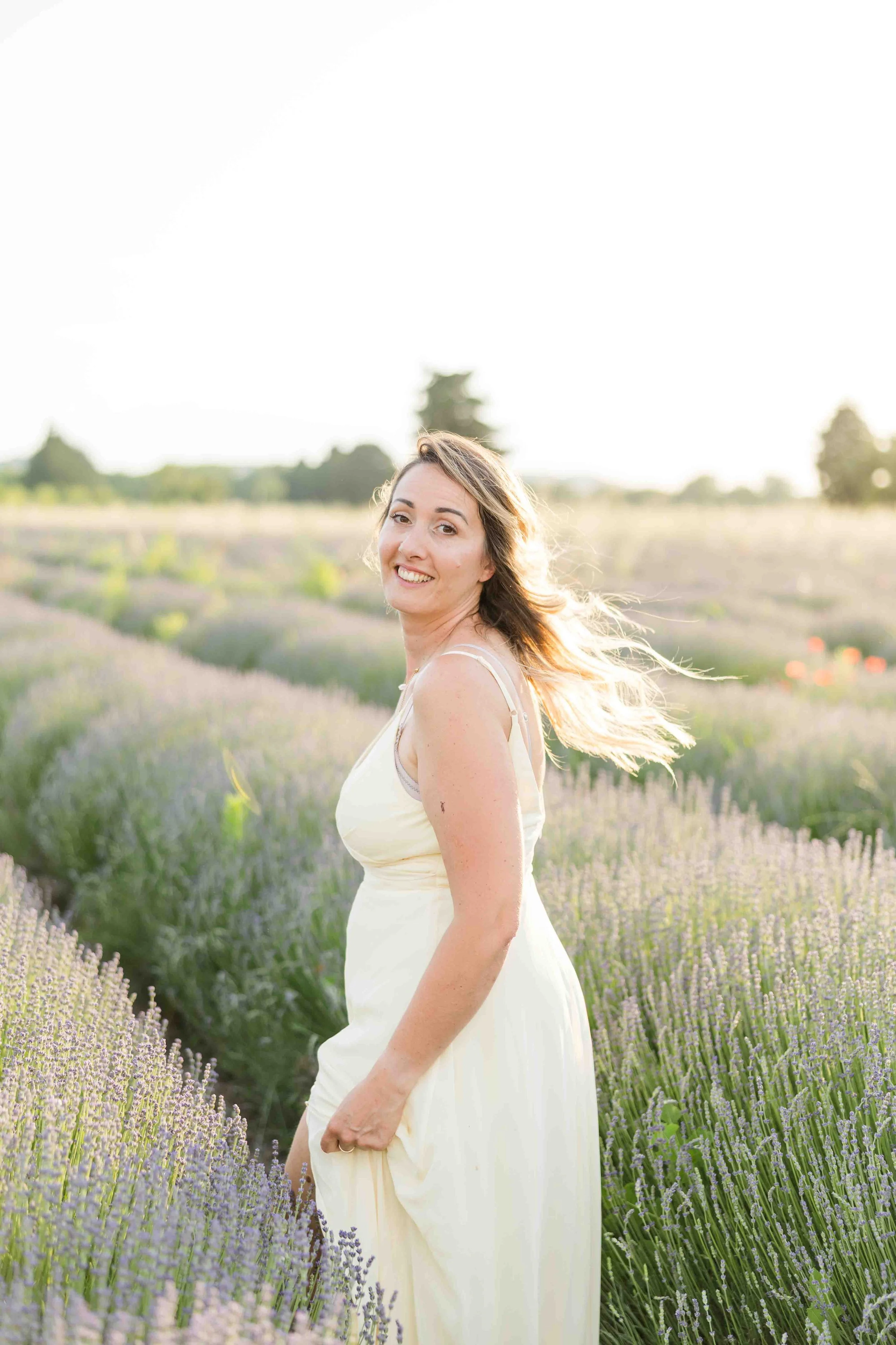 Elegant Mother Portrait in Provence Lavender Fields