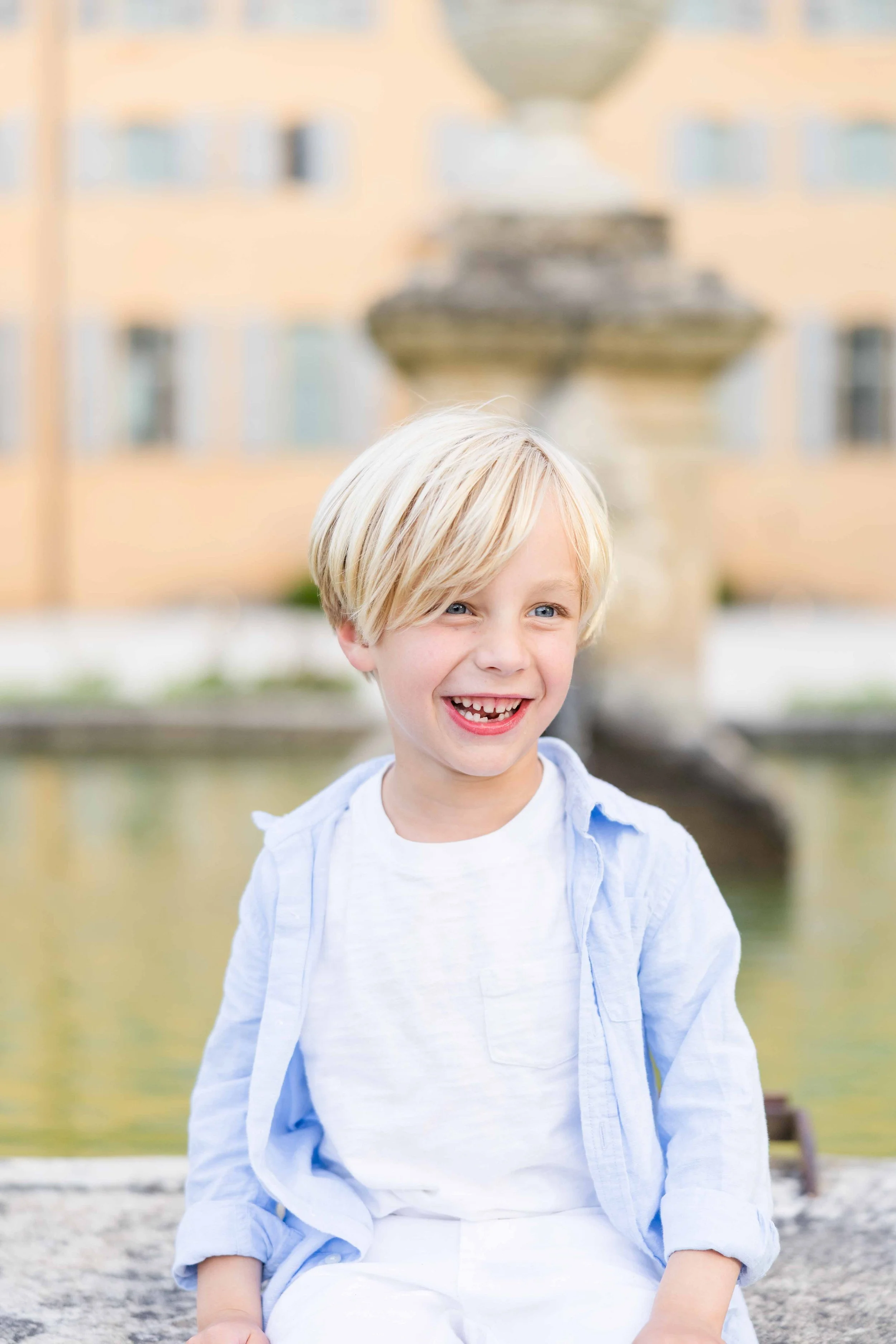 Child Portrait by the Fountain
