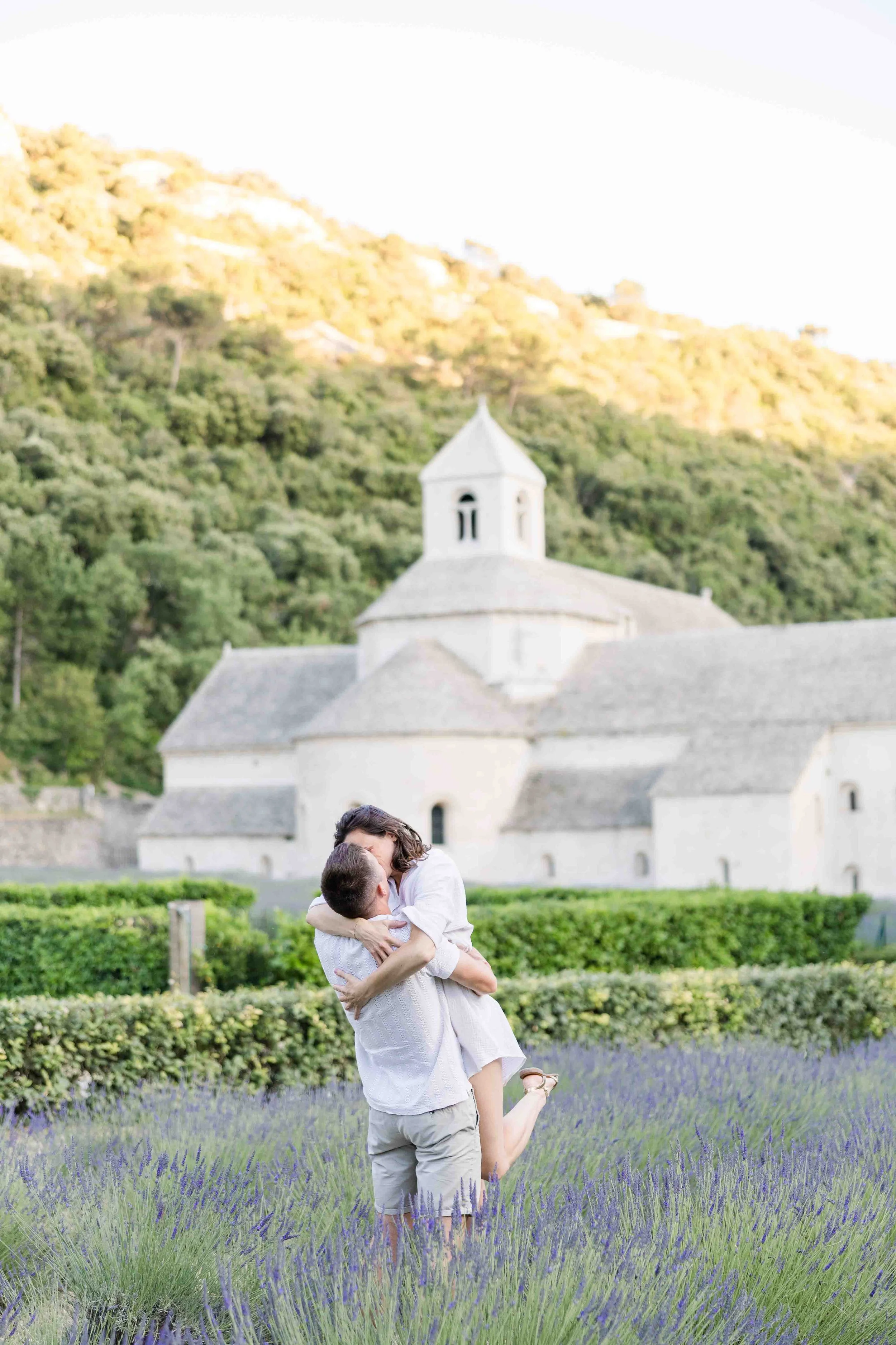 Newly Engaged Couple Celebrating in Provence