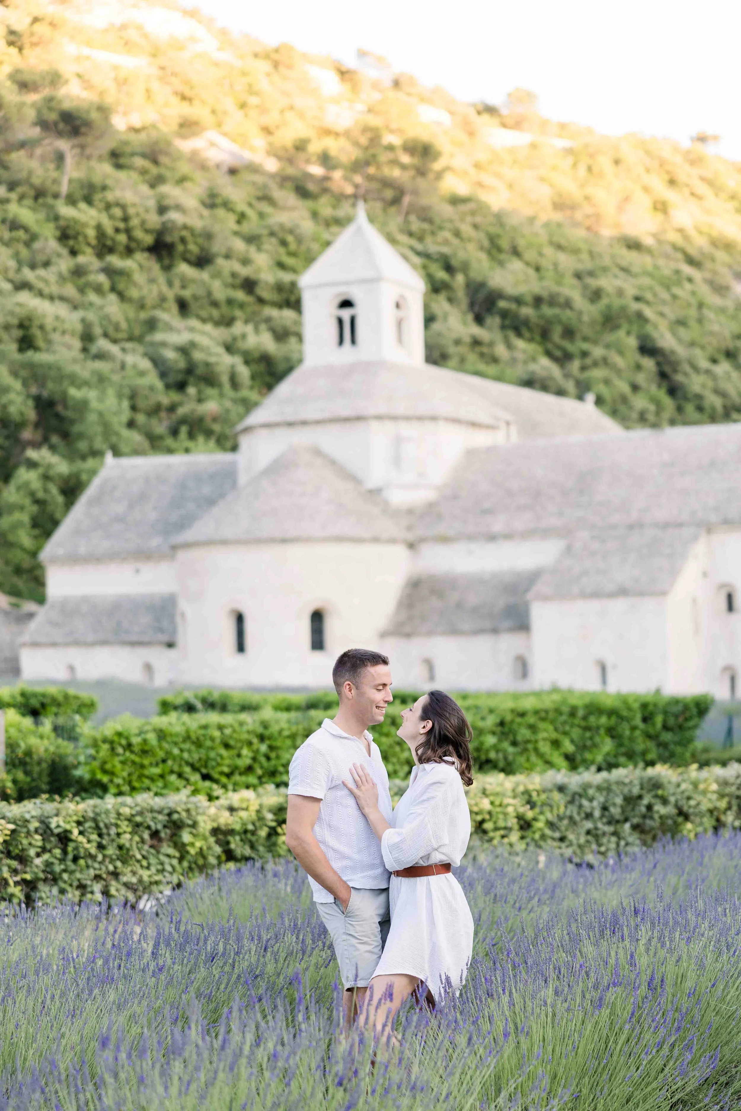 Sunset Engagement Session in Provence Lavender Fields