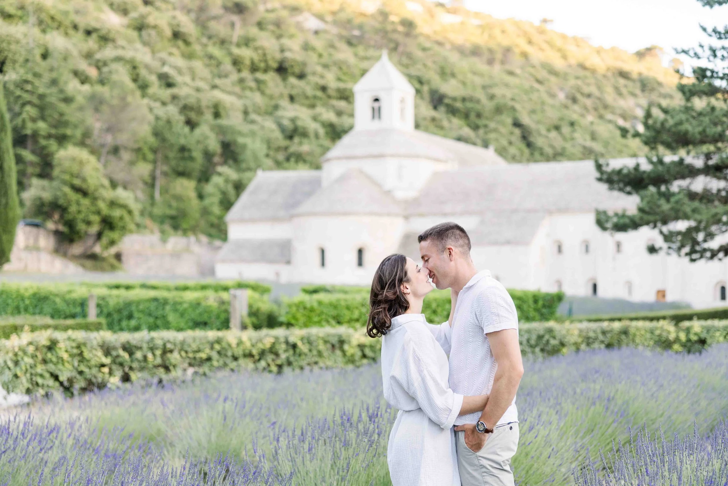 Romantic Lavender Field Kiss at Sénanque Abbey