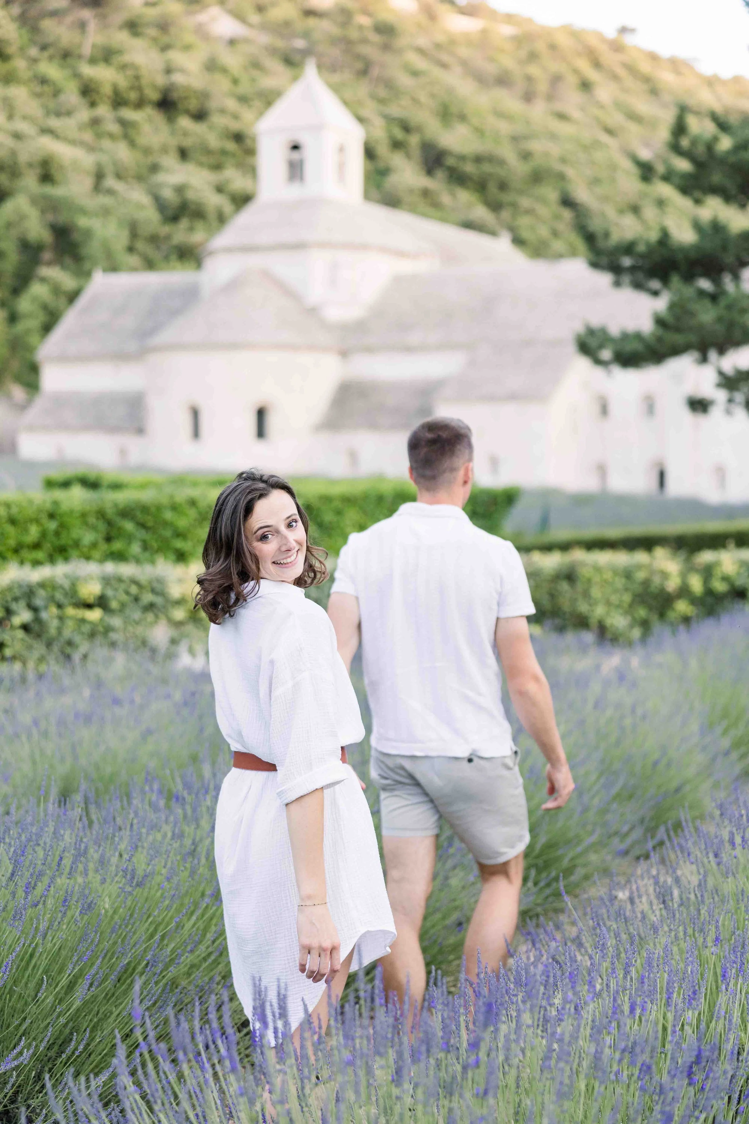 Walking Through Lavender Fields Near Sénanque Abbey