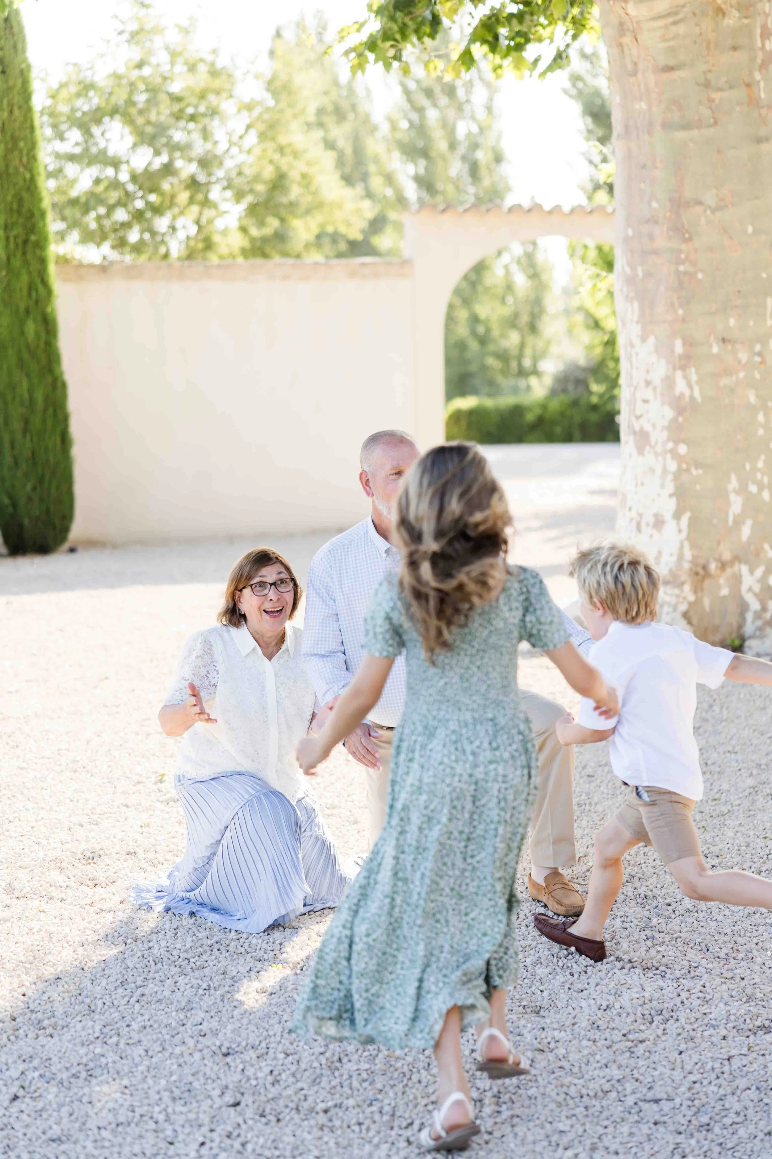 Grandchildren Running to Grandparents