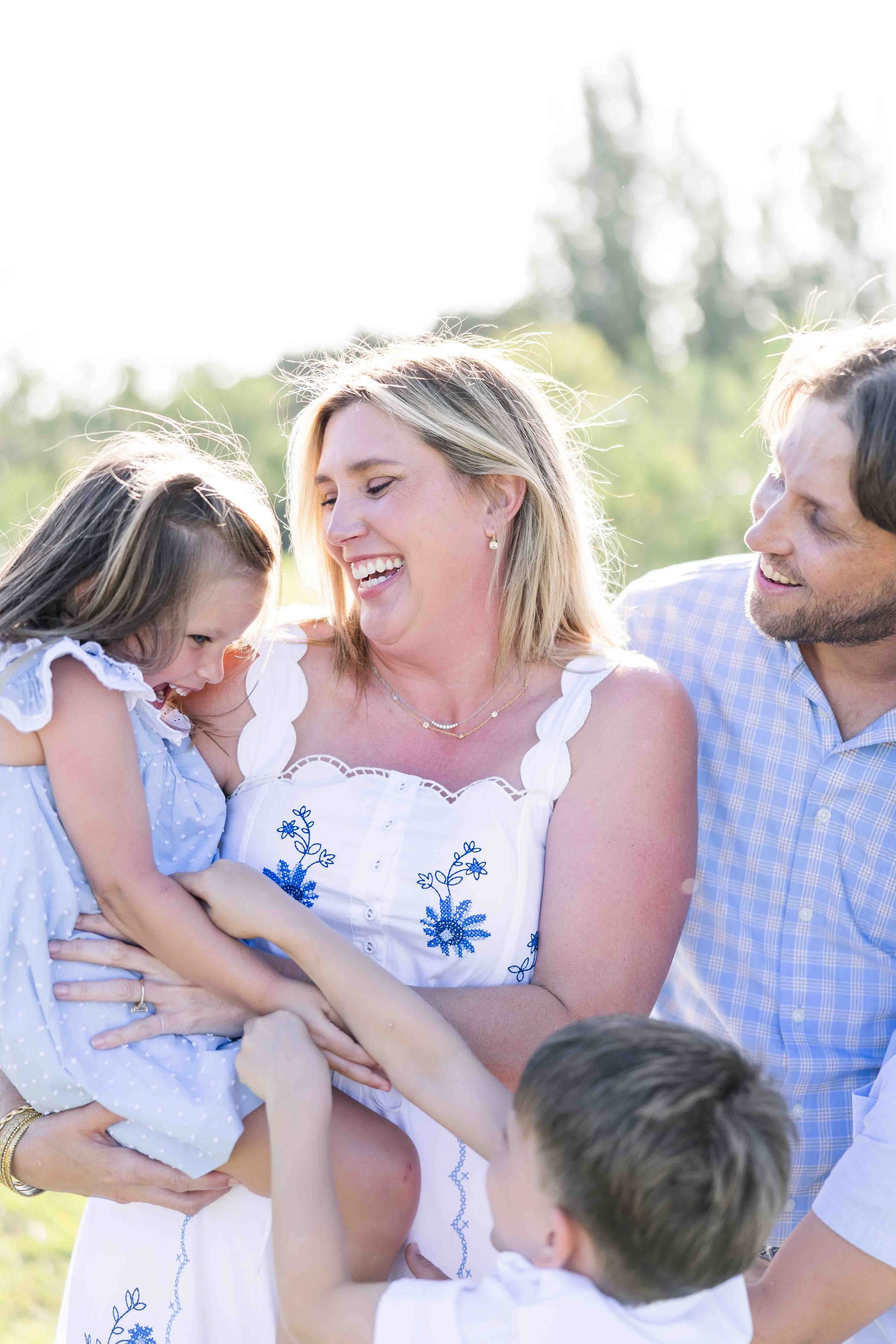 Mother and Children Candid Family Photo