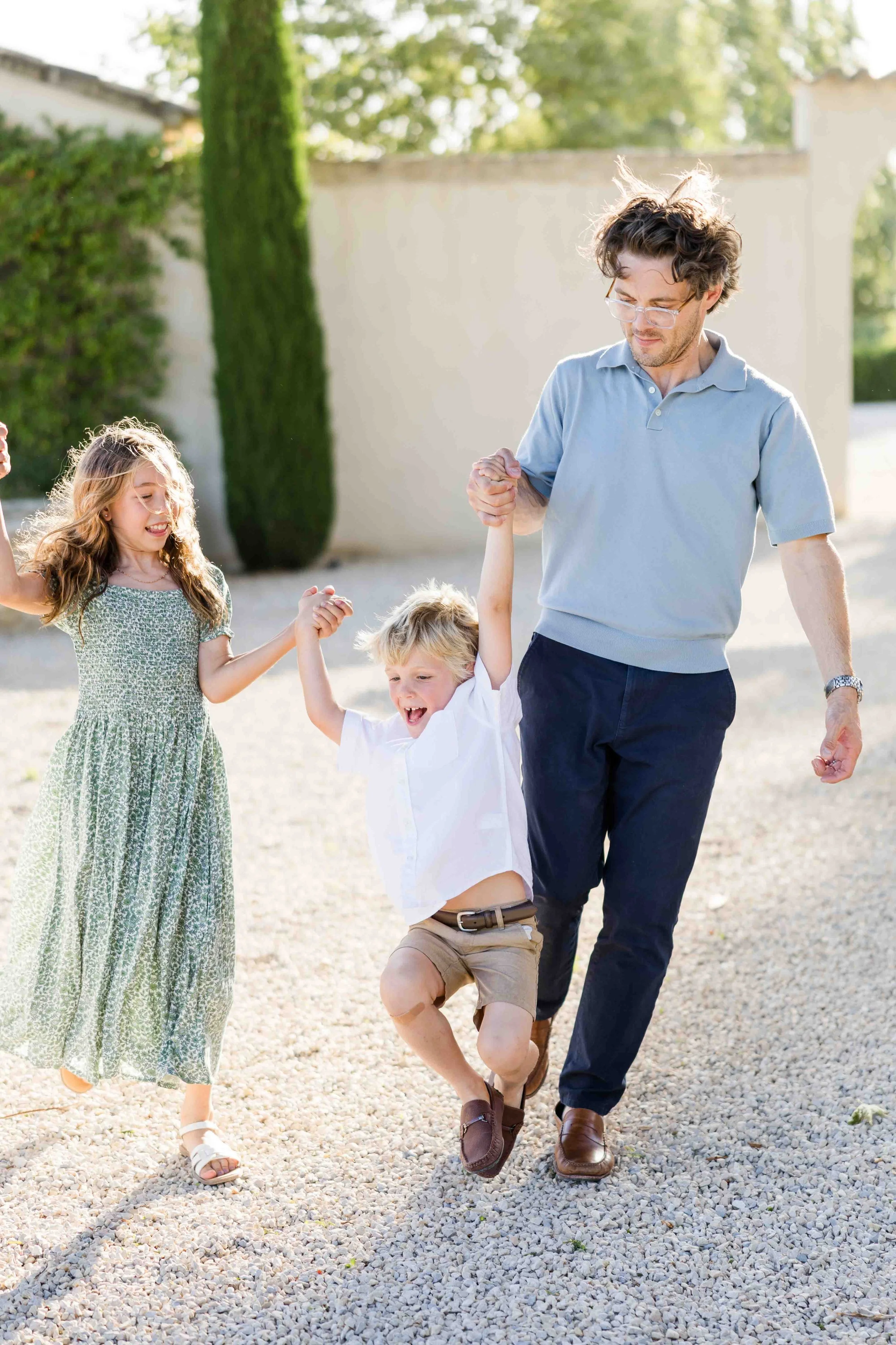 Father Walking with Children Provence