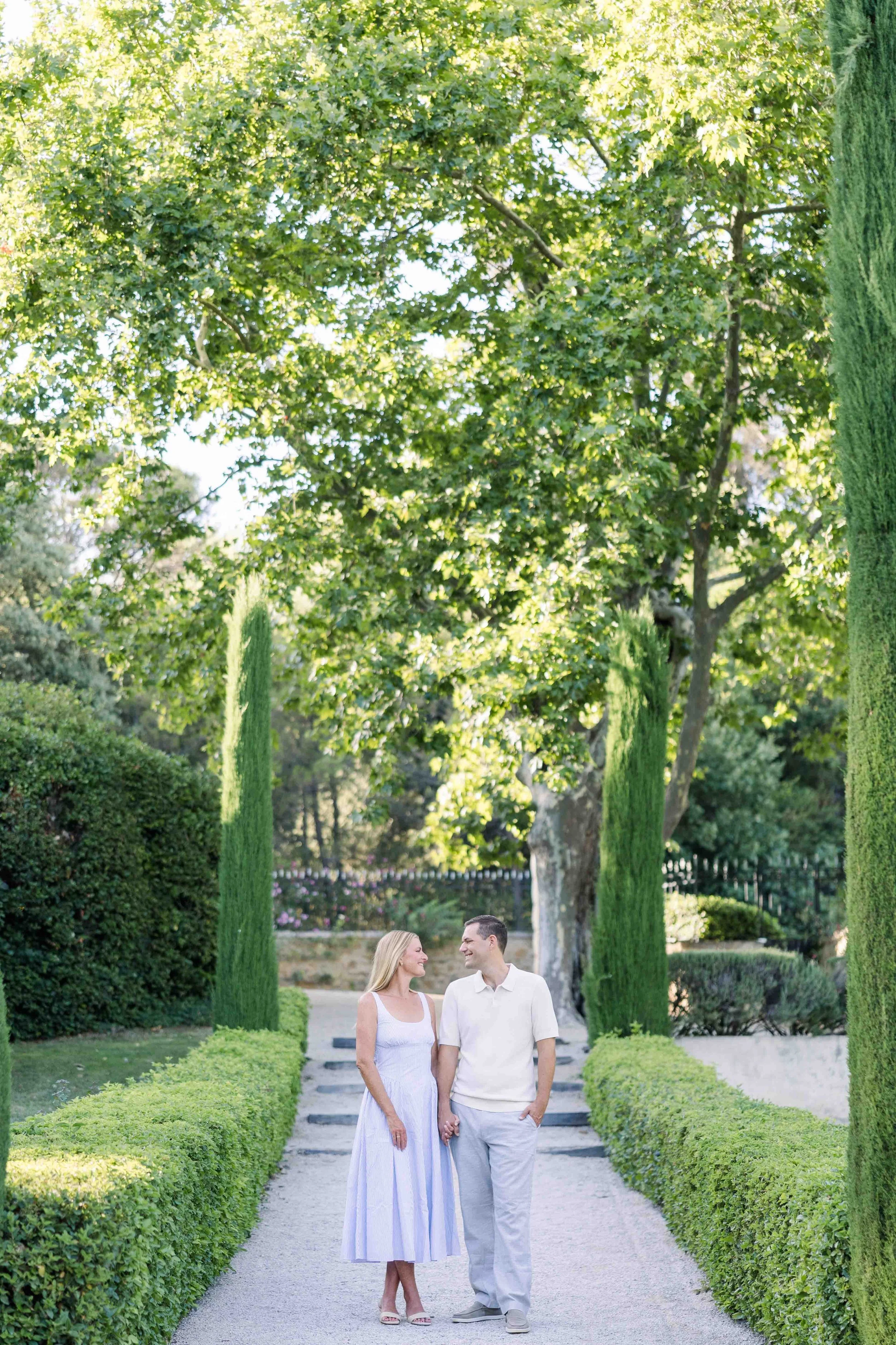 Walking beneath the cypress trees