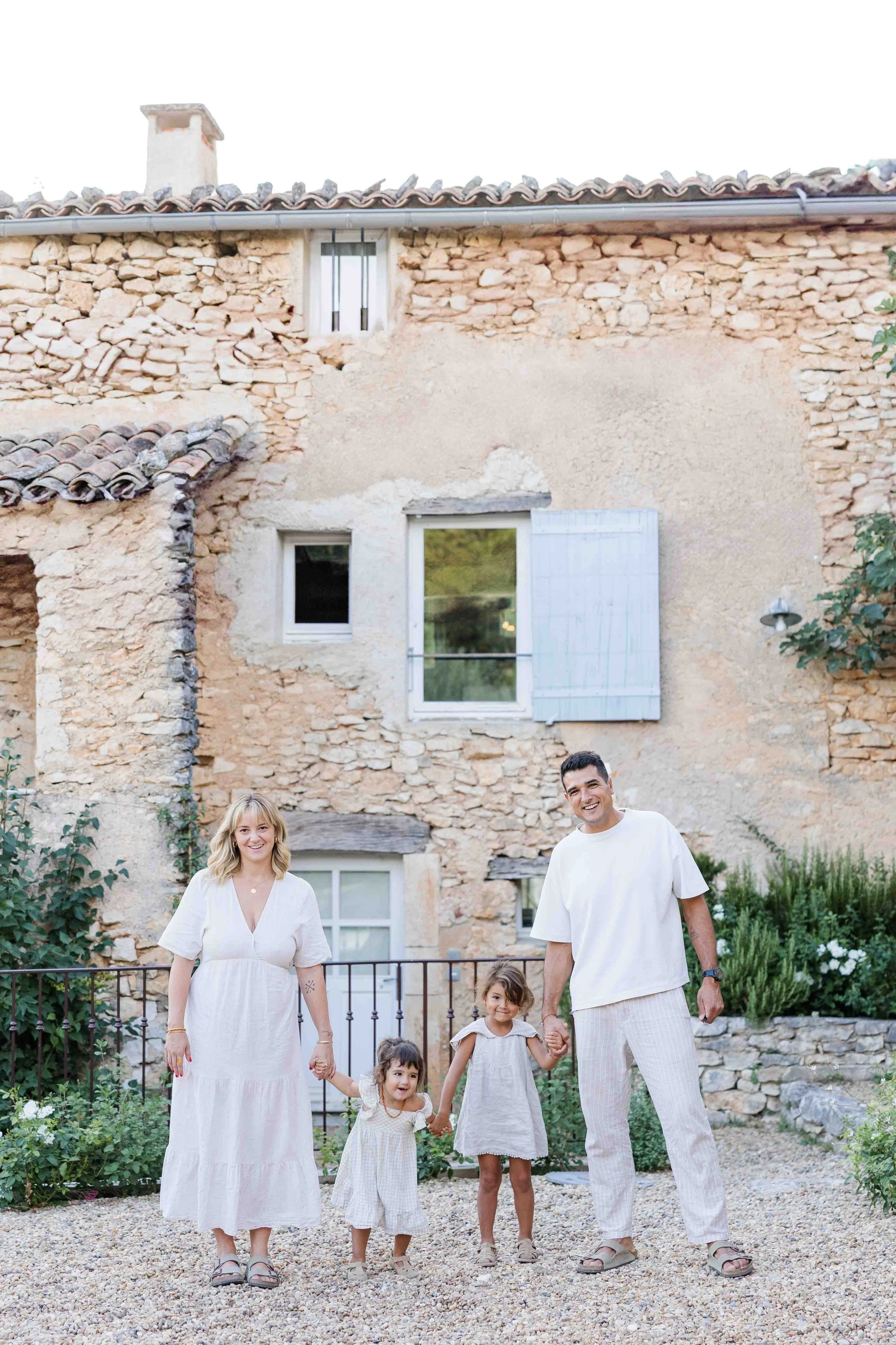 Family Portrait Photography – Provencal Stone House Courtyard