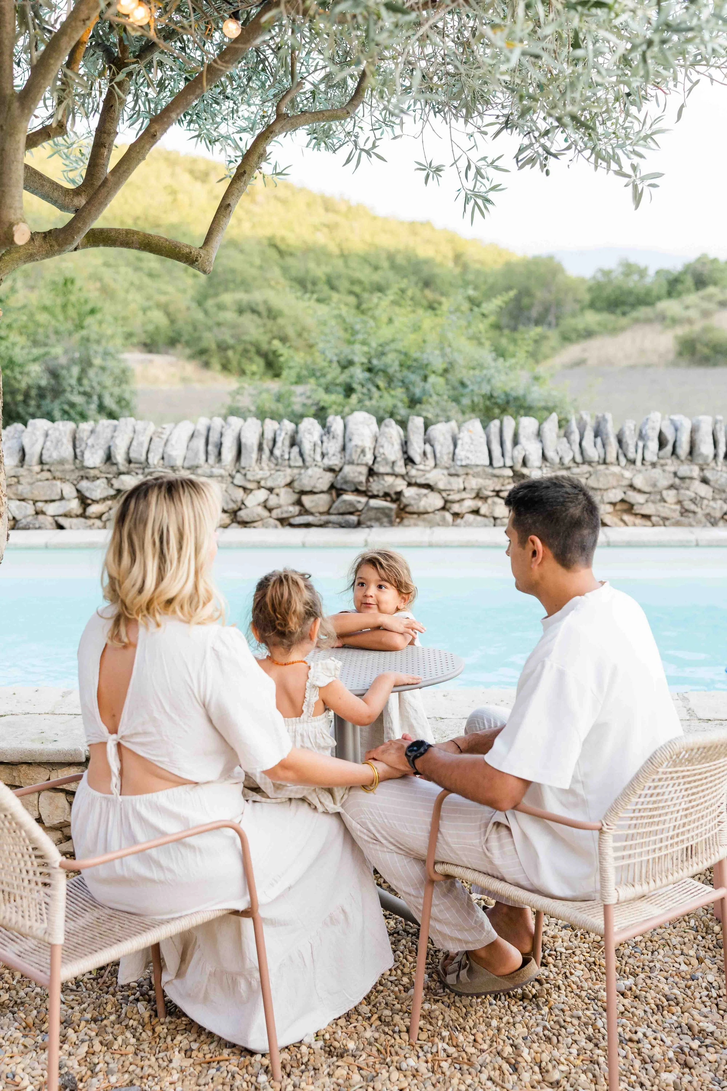 Family Vacation Photography – Poolside Portrait in Provence