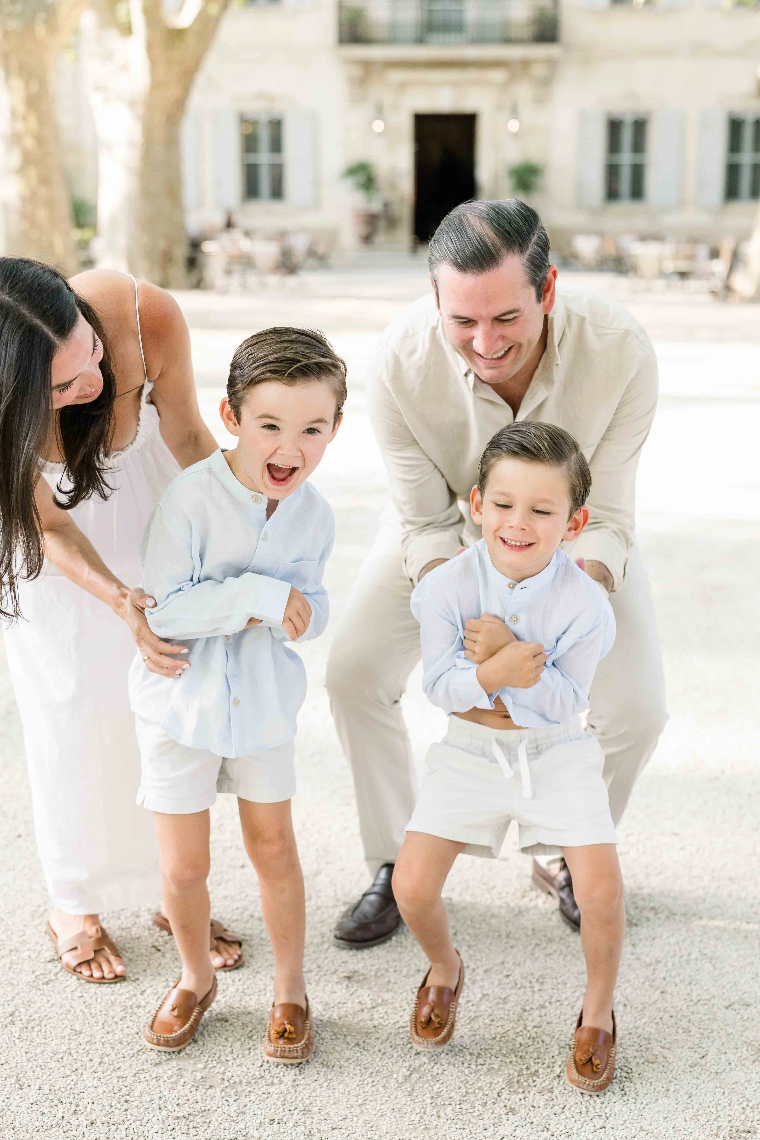 Children playing during a Provence family photo session