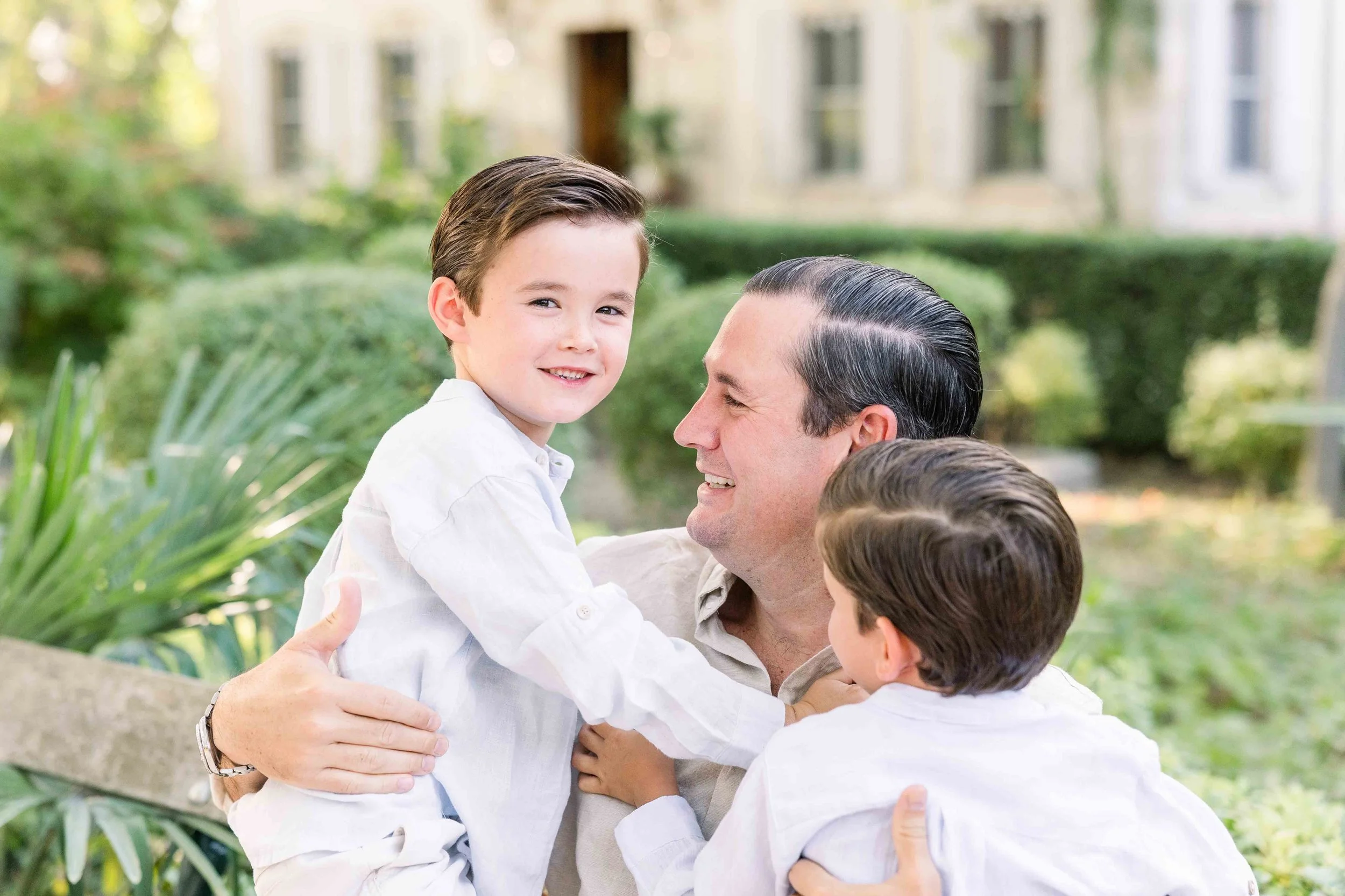 Family laughing together in Provence