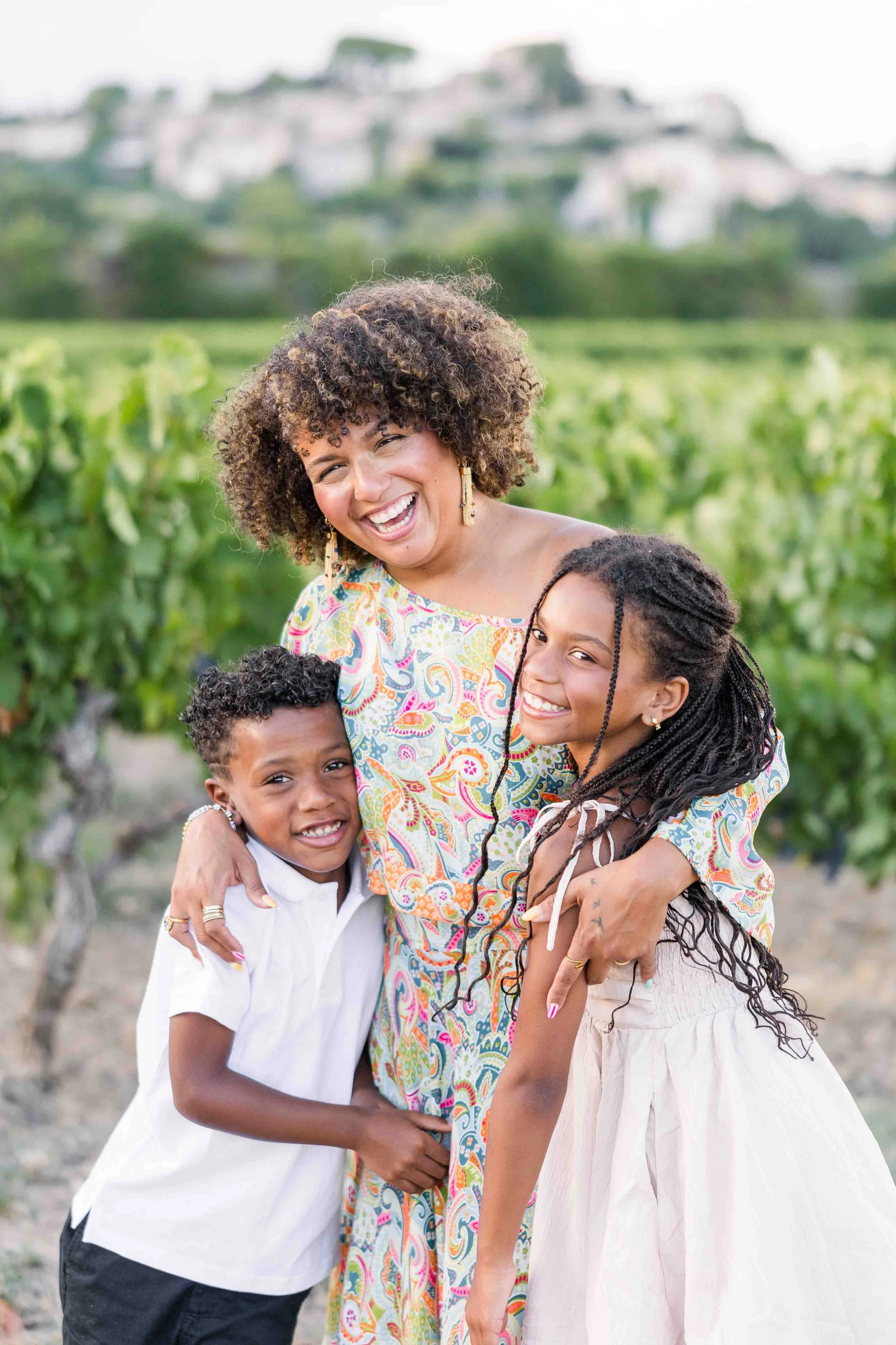 Mother and Children Laughing in Provence