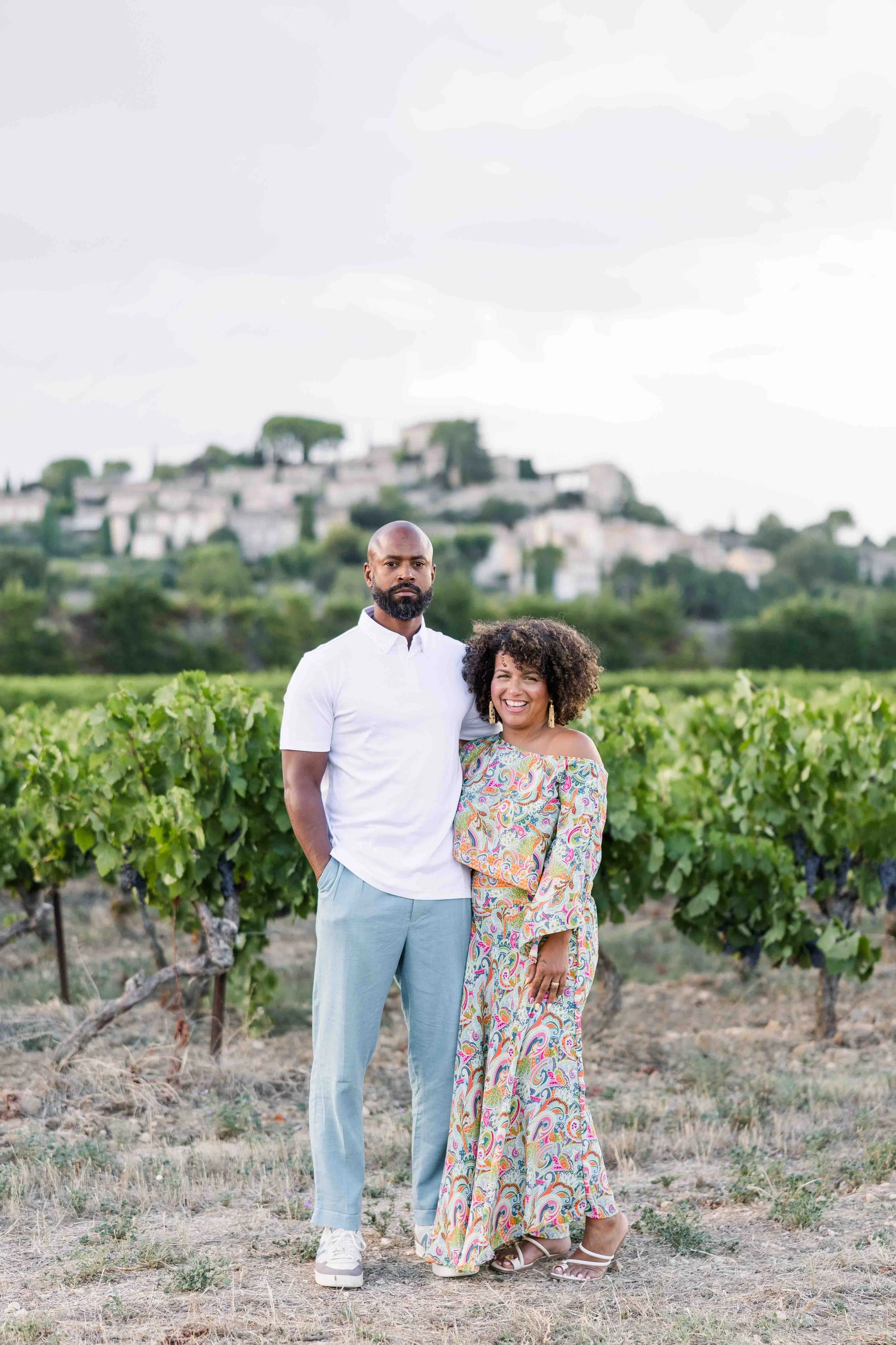Couple Portrait in the Provence Vineyards