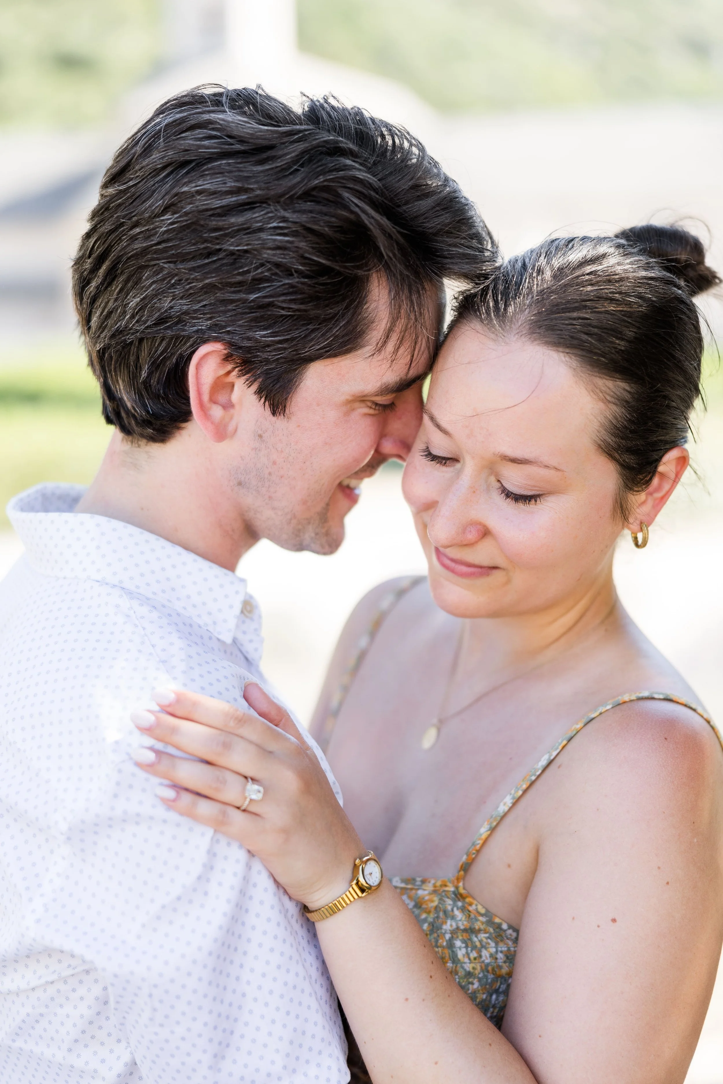 Couple portrait after surprise proposal in Provence