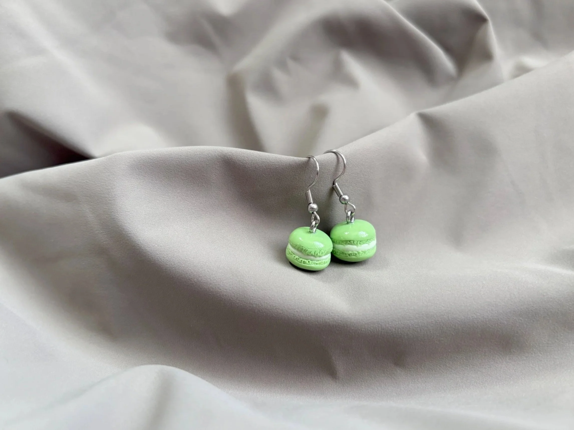 Buttercream Pistachio Macaron Earrings
