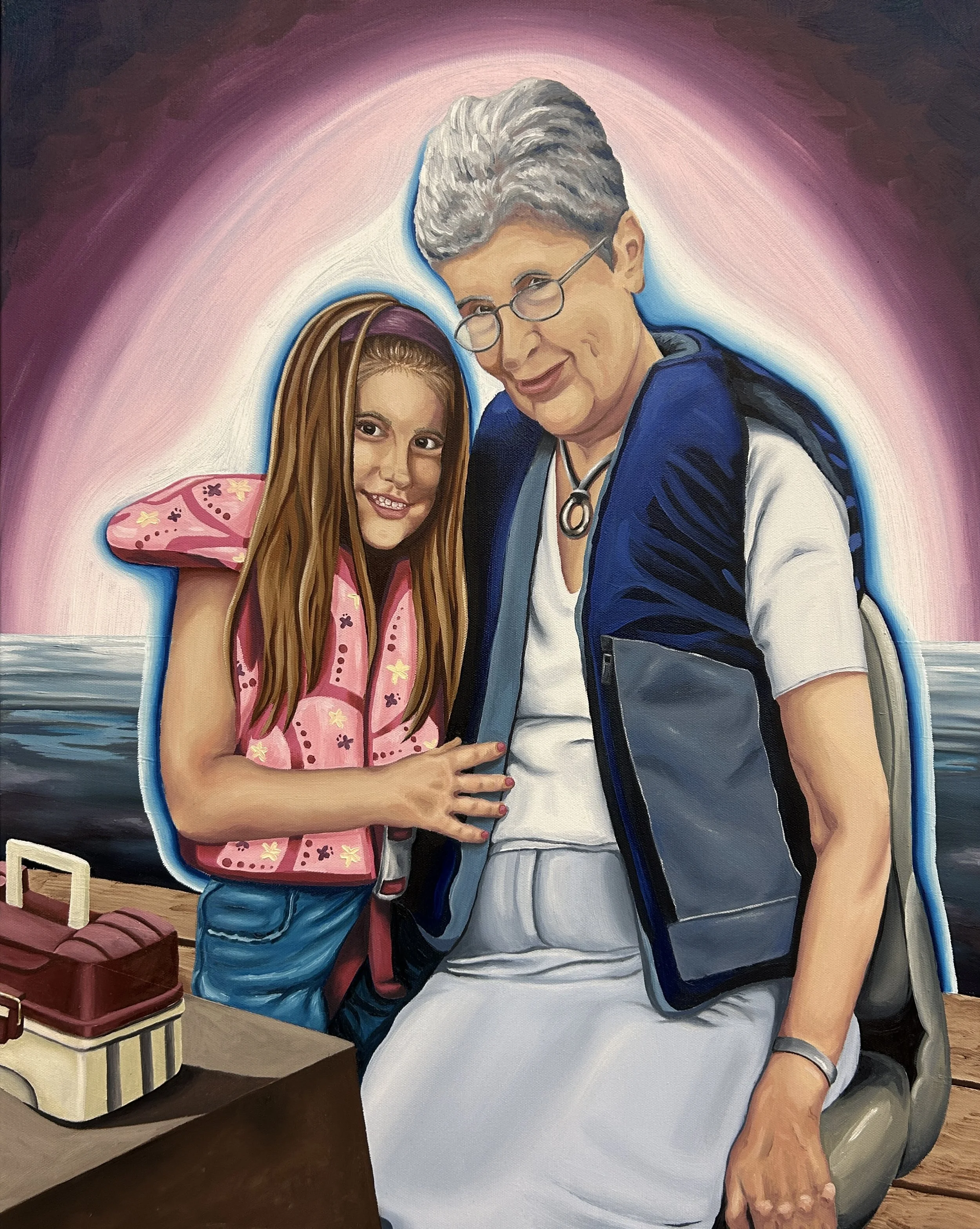 Fishing with Grandma, 2025, oil on canvas, 30 x 24 in