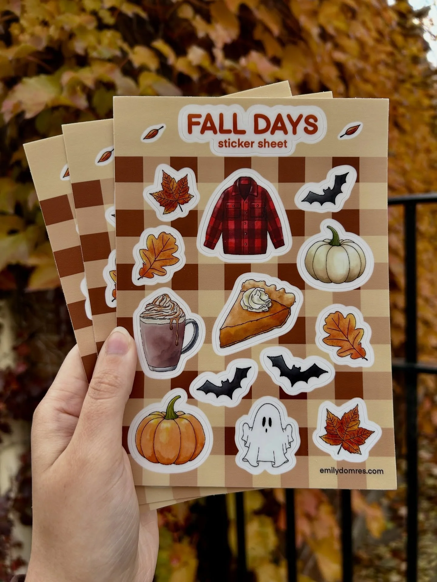 My new fall-themed sticker sheets are now available! Perfect for those Halloween, Thanksgiving, and otherwise cozy fall journal spreads 🎃🥧🍁 Printed on waterproof vinyl for any surface. Find them on my website, link in bi0 ✨

PS 🤫 They are now par
