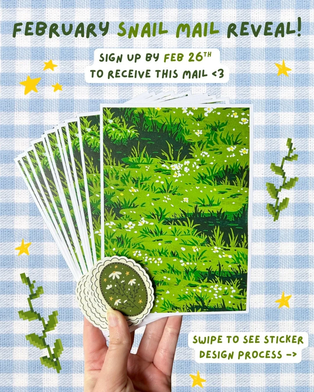 February mail is here!! ❇️ Only ONE WEEK LEFT to sign up ❇️

Spring is on the horizon you guys!! I can&rsquo;t wait for beautiful greens to bloom, this painting is tiding me over until then lol 🌟🌱

Swipe to see the process behind this month&rsquo;s