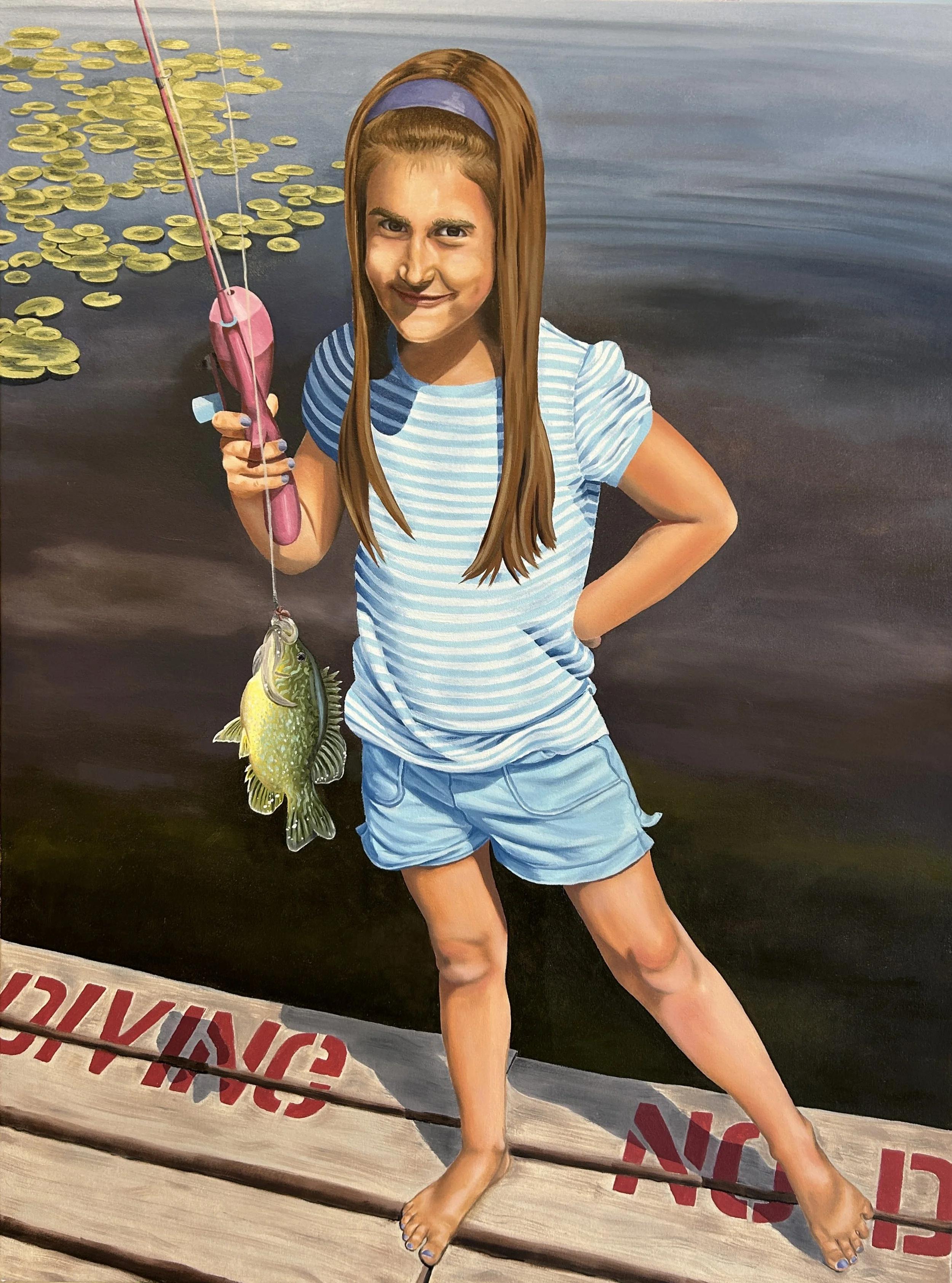 No Diving, 2024, oil on canvas, 48 x 36 in
