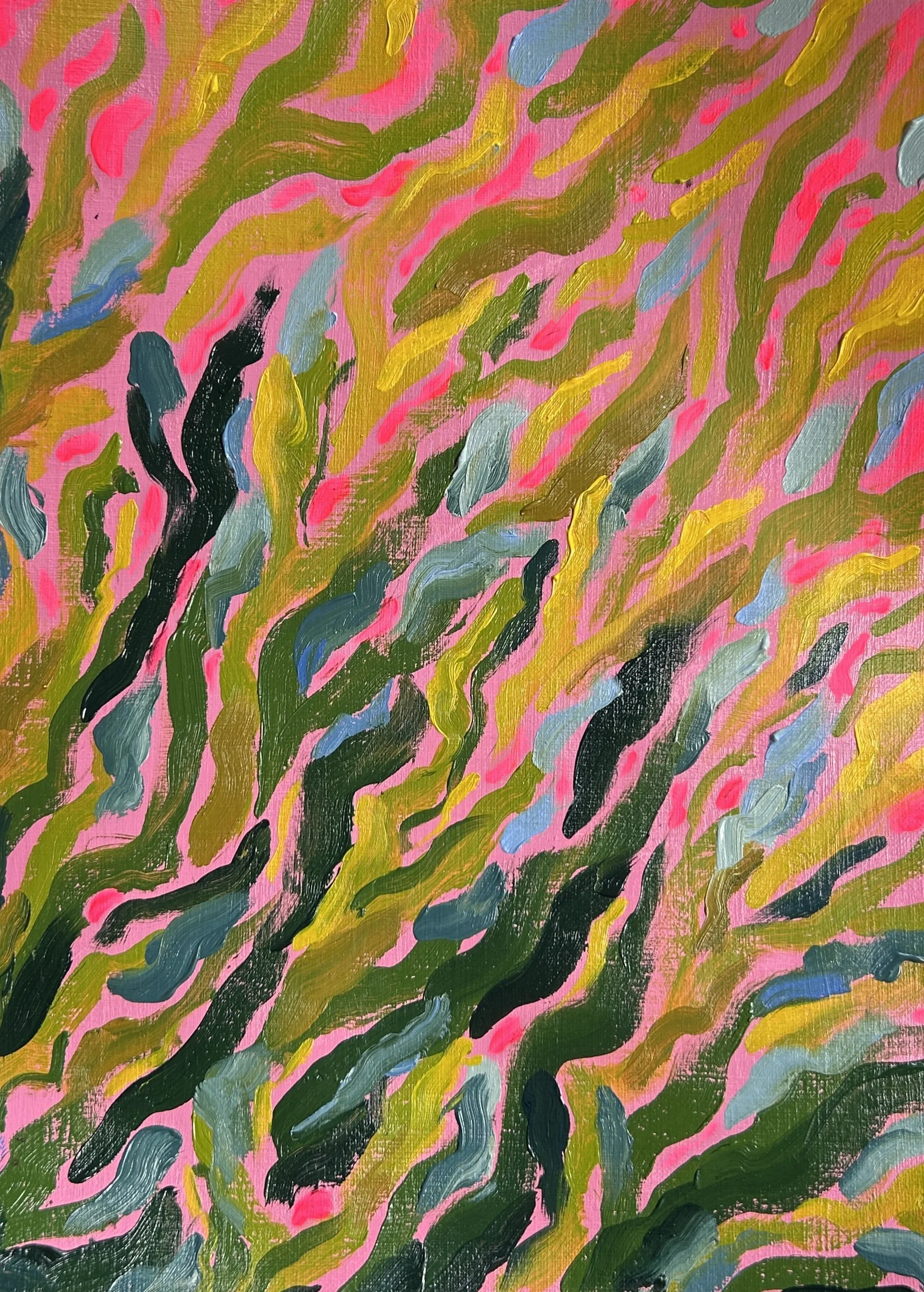 Pink Abstract Flowers - Original Oil Painting (Unframed)