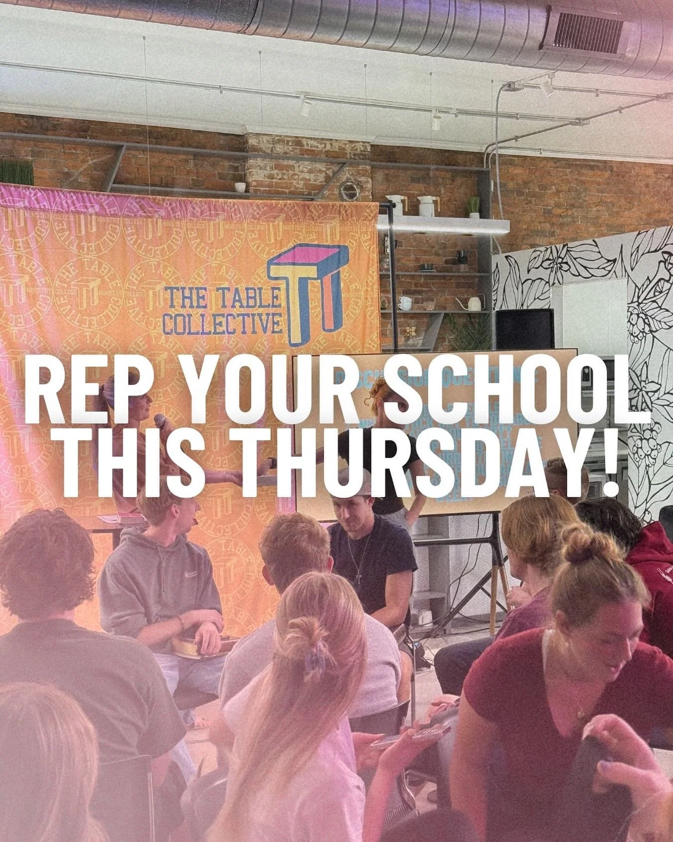 This Thursday, show up and rep your school with us! We'll have pizza, Faith-based convos, and worship. You've got a seat at The Table! 👏 
#thetablecollective #quadcitiescollegeministry