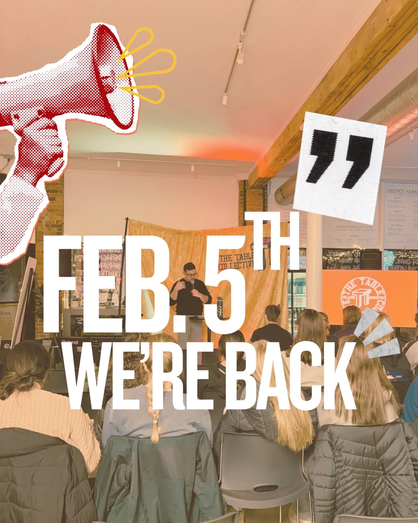 Mark your calendar for the start of our 2026 Table Co! We&rsquo;re back February 5th at 7p. 

@392caffe downtown Davenport. 
What to look forward to:
+giveaway 
+worship
+food
+message
+community

Share with a friend. Post to your story. Comment your