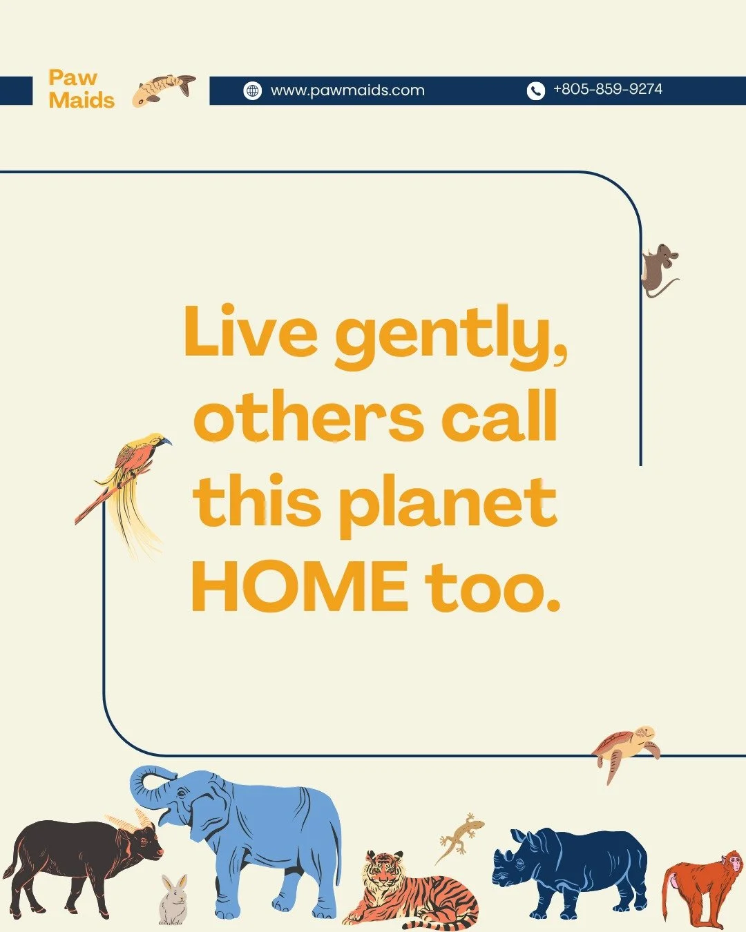 💛 This Home isn't just ours, it's theirs too. Every animal matters, and every small action for the planet makes a difference. 🌎

A reminder to Live gently, because others call this planet Home also. 

#MondayMood #PawMaids #AnimalsMatter