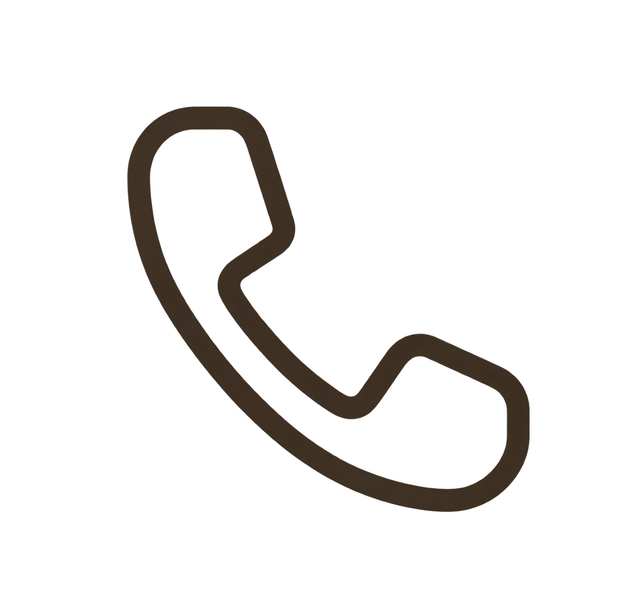 Line art illustration of a telephone handset icon