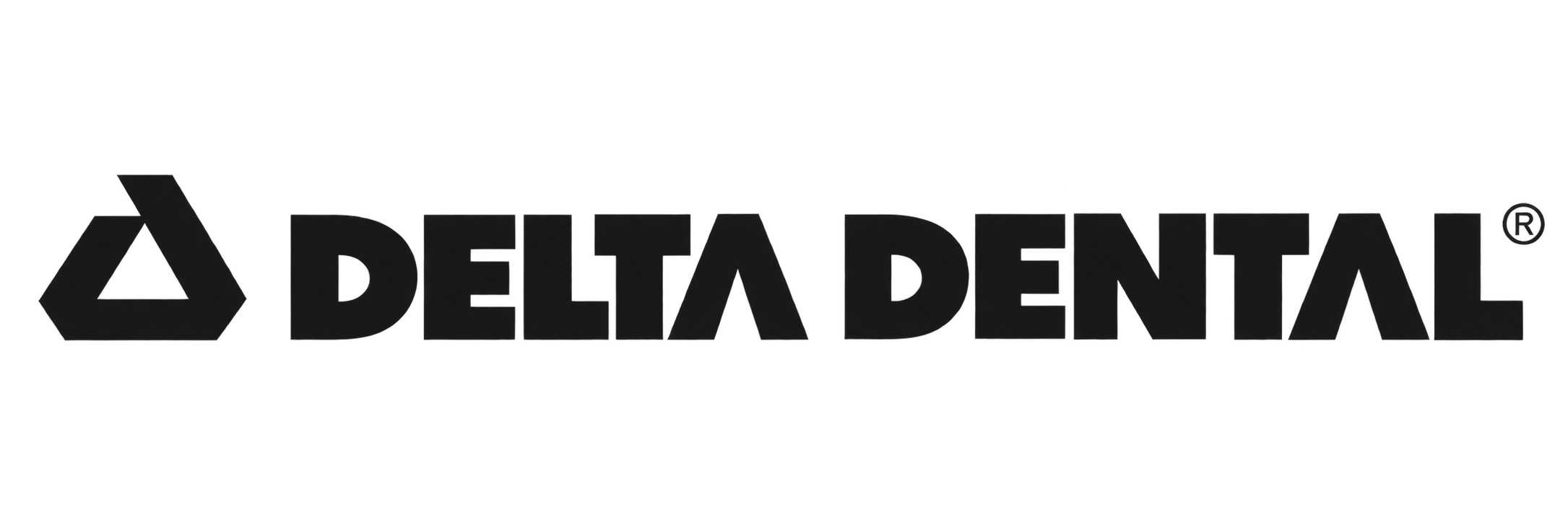 Black and white logo for Delta Dental featuring a stylized delta symbol.