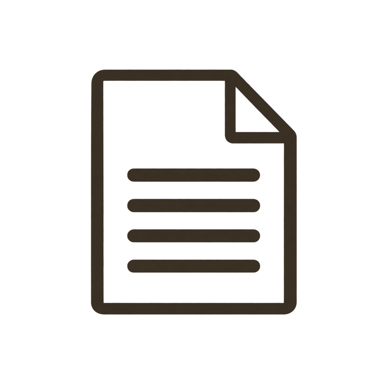 Outline icon of a document with horizontal lines representing text.