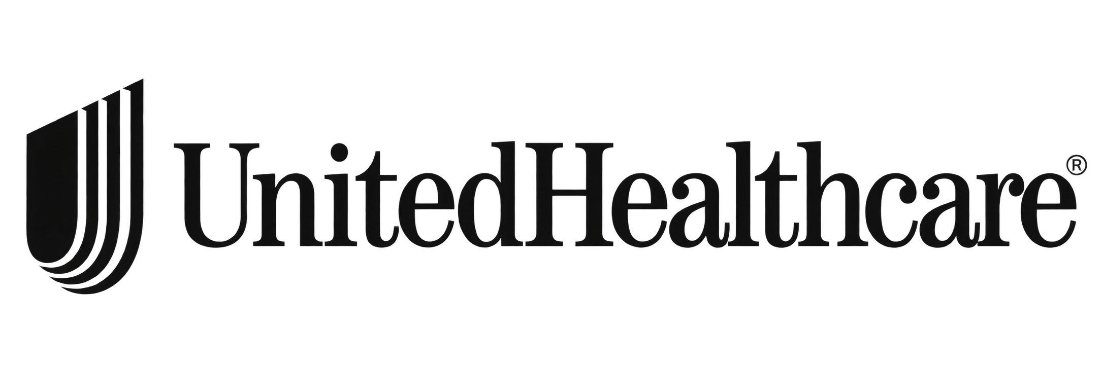 UnitedHealthcare logo featuring a stylized 'U' with vertical lines and the company name in bold black letters.