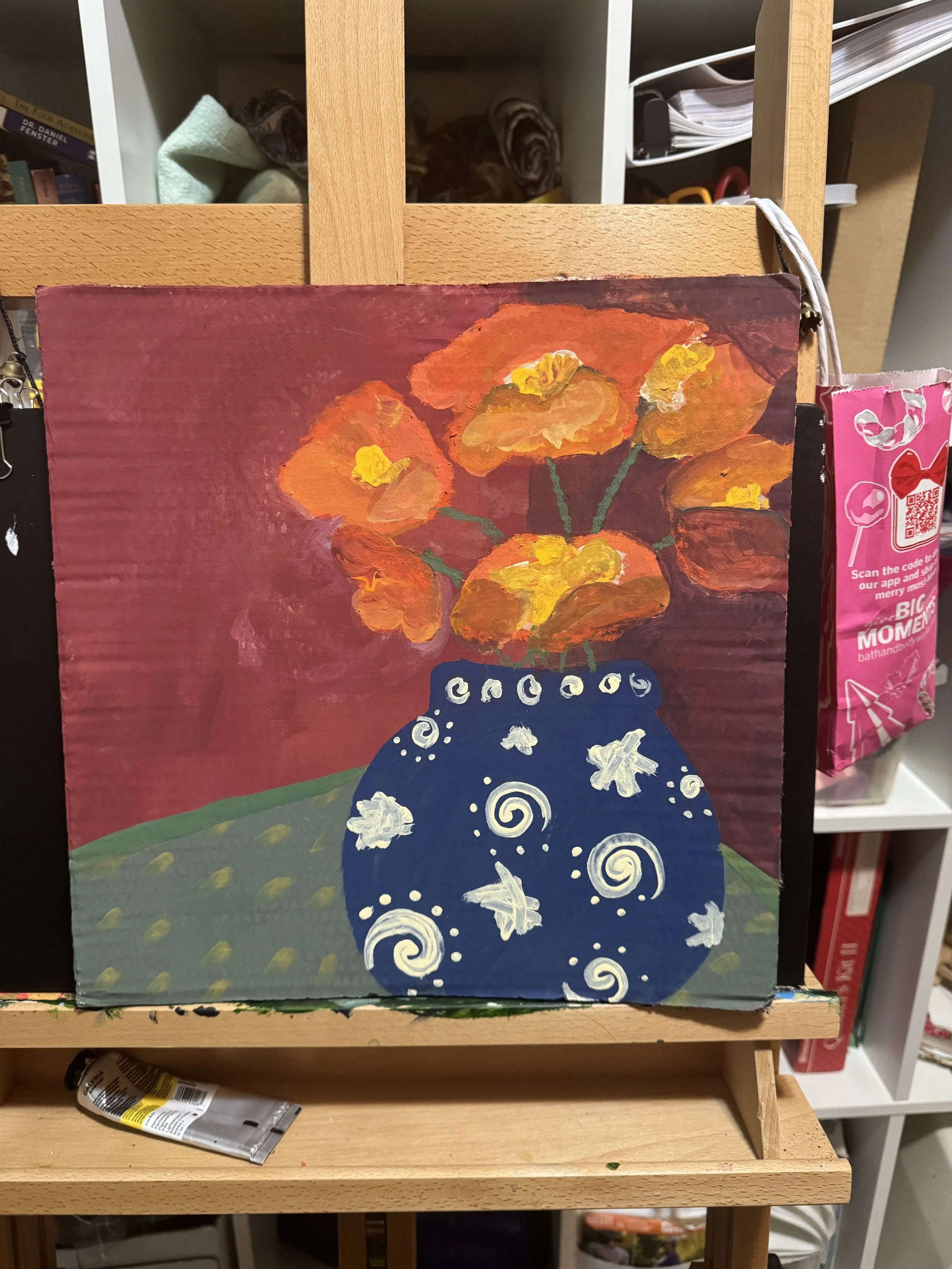 Poppies on Cardboard