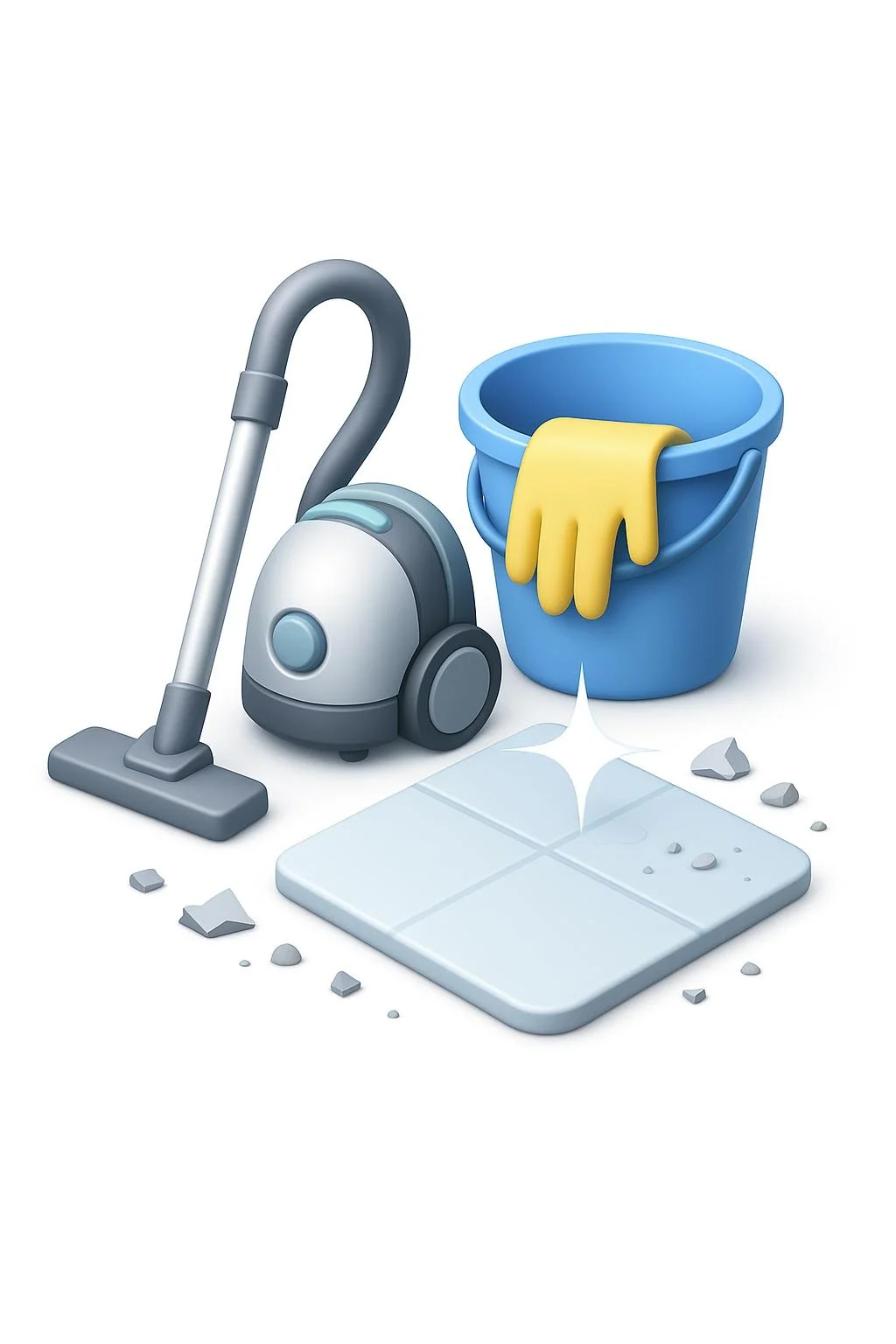 3D illustration of handyman cleaning patio with pressure washer, representing professional cleaning services like gutter and window cleaning in Orange County, CA