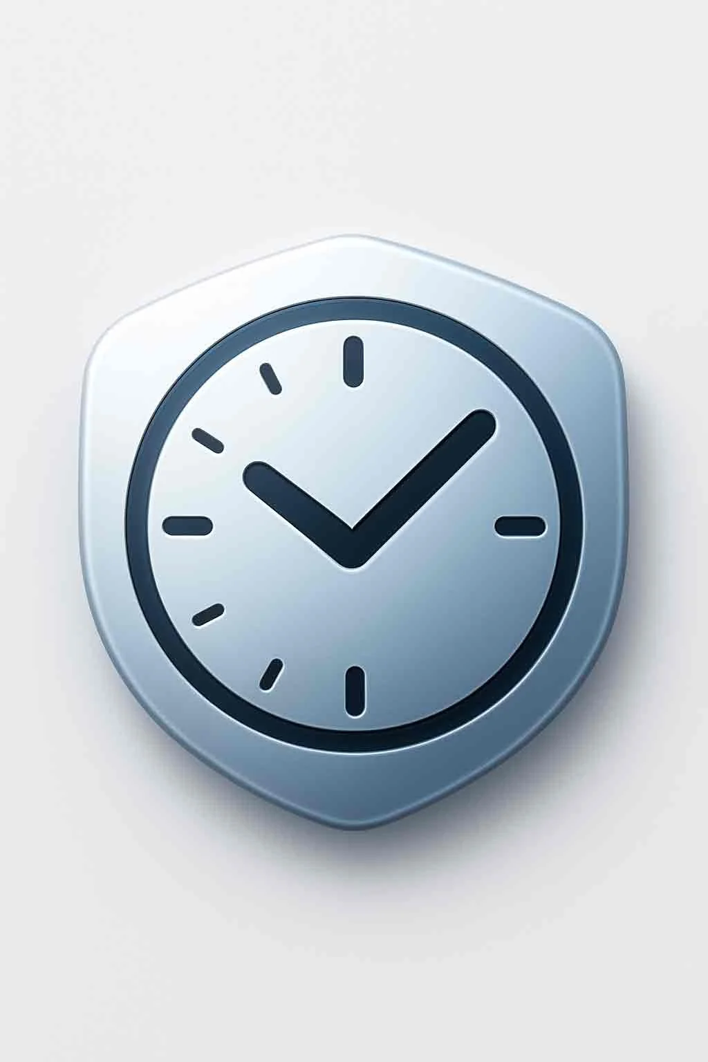Clock symbol on a shield icon representing punctual and professional service