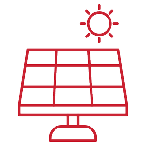 Diagram of a solar panel with the sun shining above.