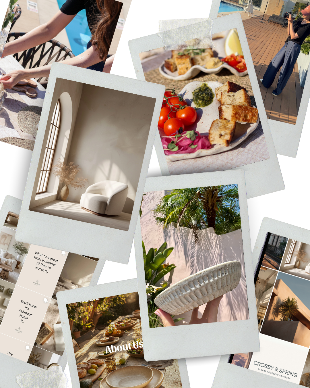 photos of food, bowl, snippets of a room with a chair