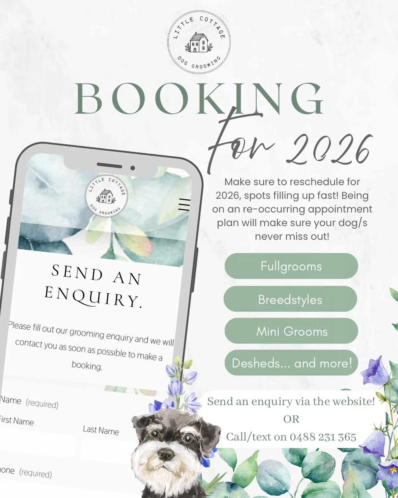 🌻 Taking bookings for 2026! 🌻
Only 5 spots left for January! 😮 

✨ 2026 bookings for small to medium sized dogs! Large dog spots are completely filled for now (but follow for updates if any spots become available in the future!💕)

✨ Specialising 