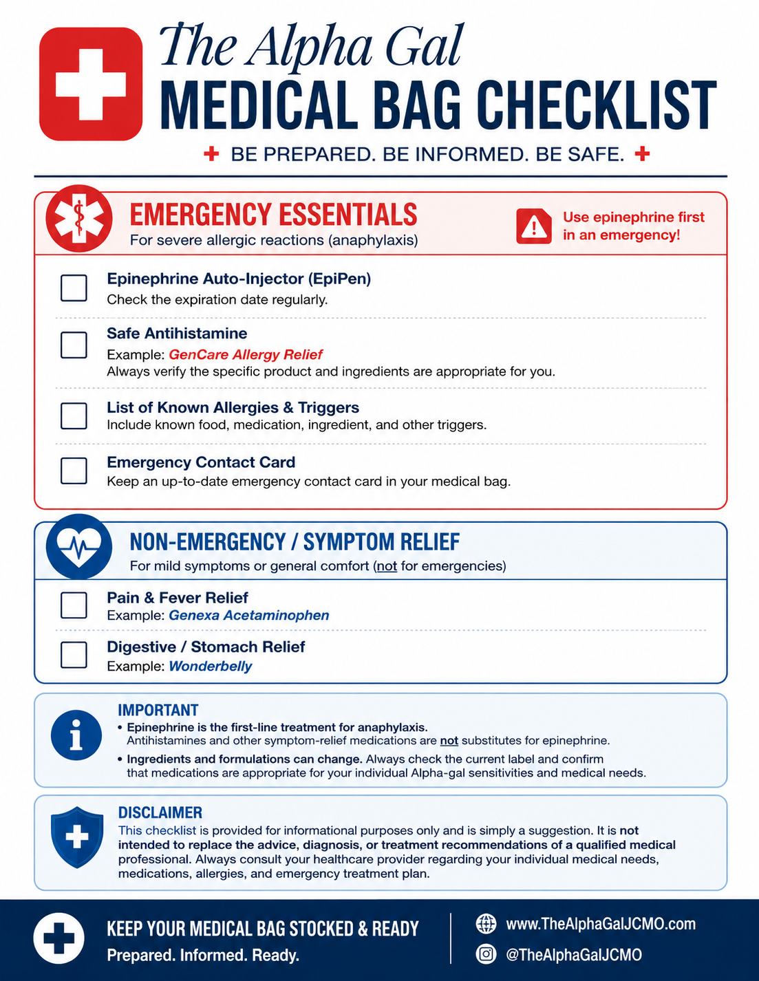 What to Keep in an Alpha-Gal Medical Bag: A Practical Checklist for Being Prepared