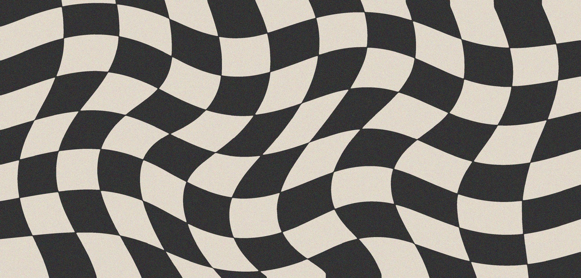 Wavy checkerboard pattern in cream and black.
